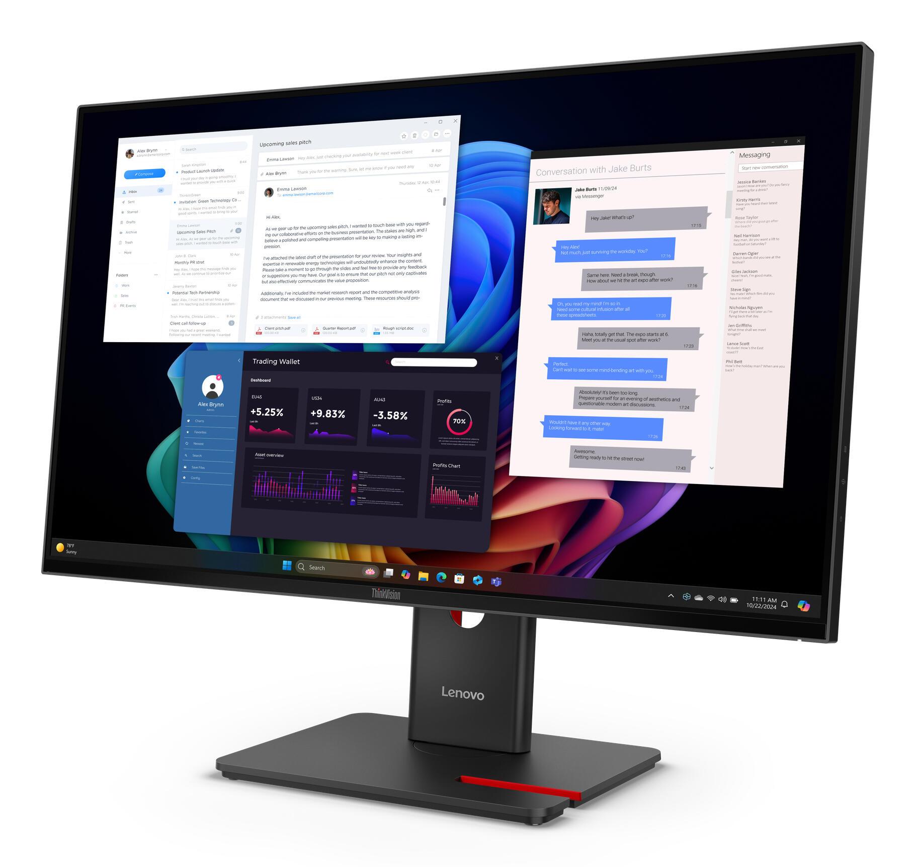 Lenovo Monitor ThinkVision T27UD-40 / 64AFGAT2EU Negro 68,6 cm (27")