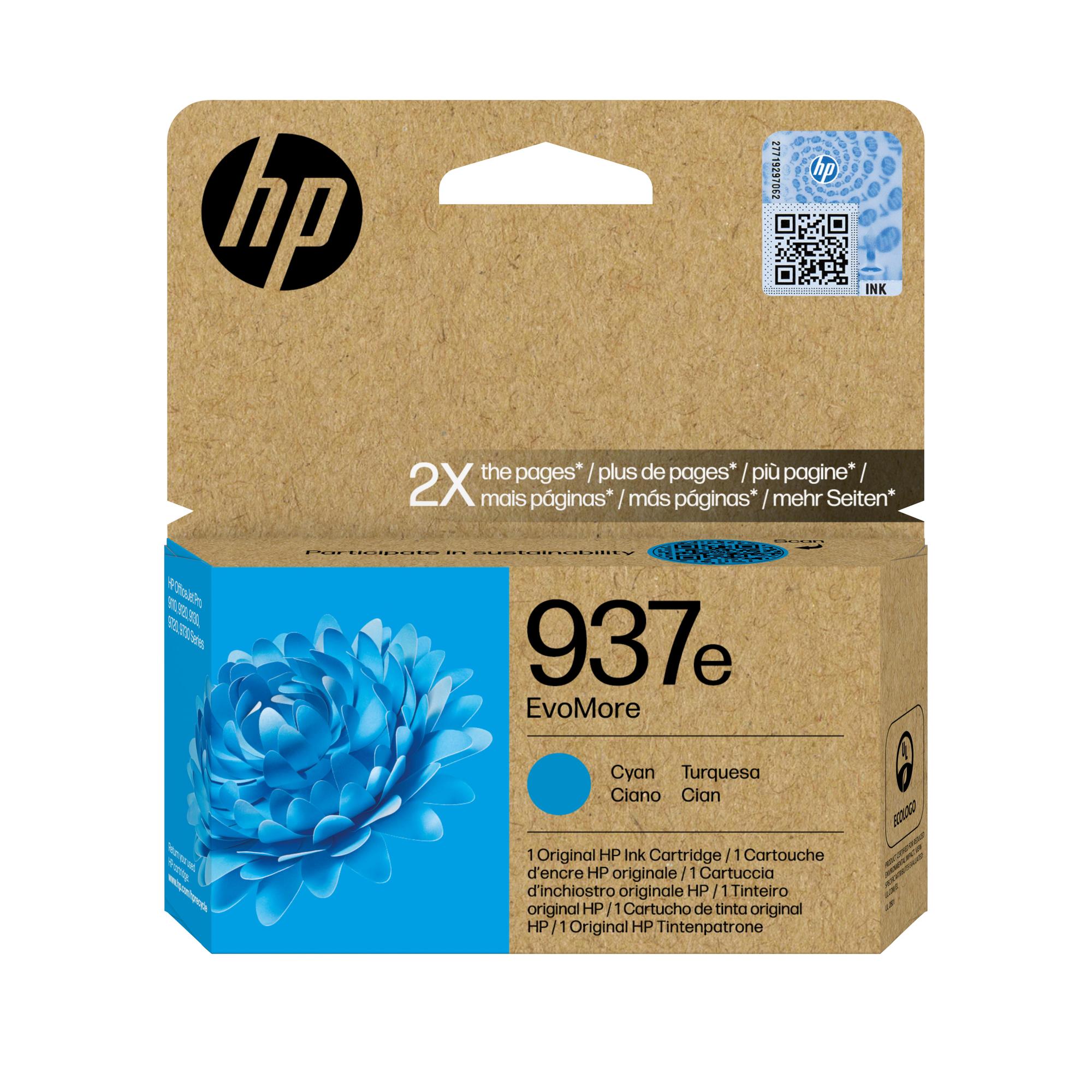 HP Tinta 937E / 4S6W6NE Cian XL
