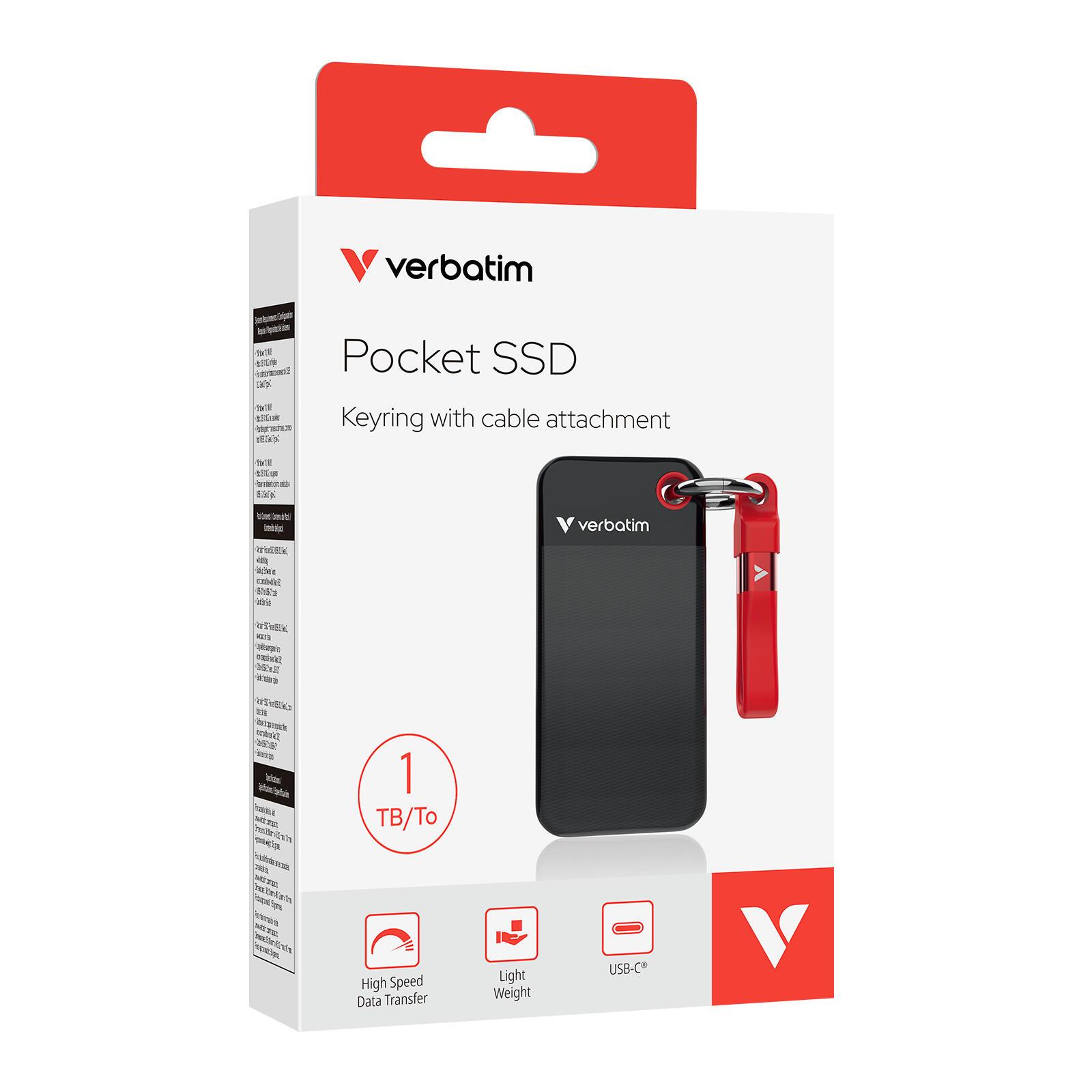 Verbatim Externe SSD Pocket 1TB / 32192 Schwarz, Rot