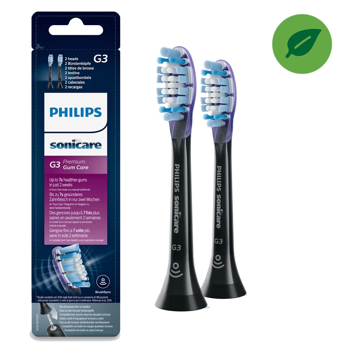 Philips Cabezal de cepillo sonic G32BK / HX9052/33 Negro Paquete doble