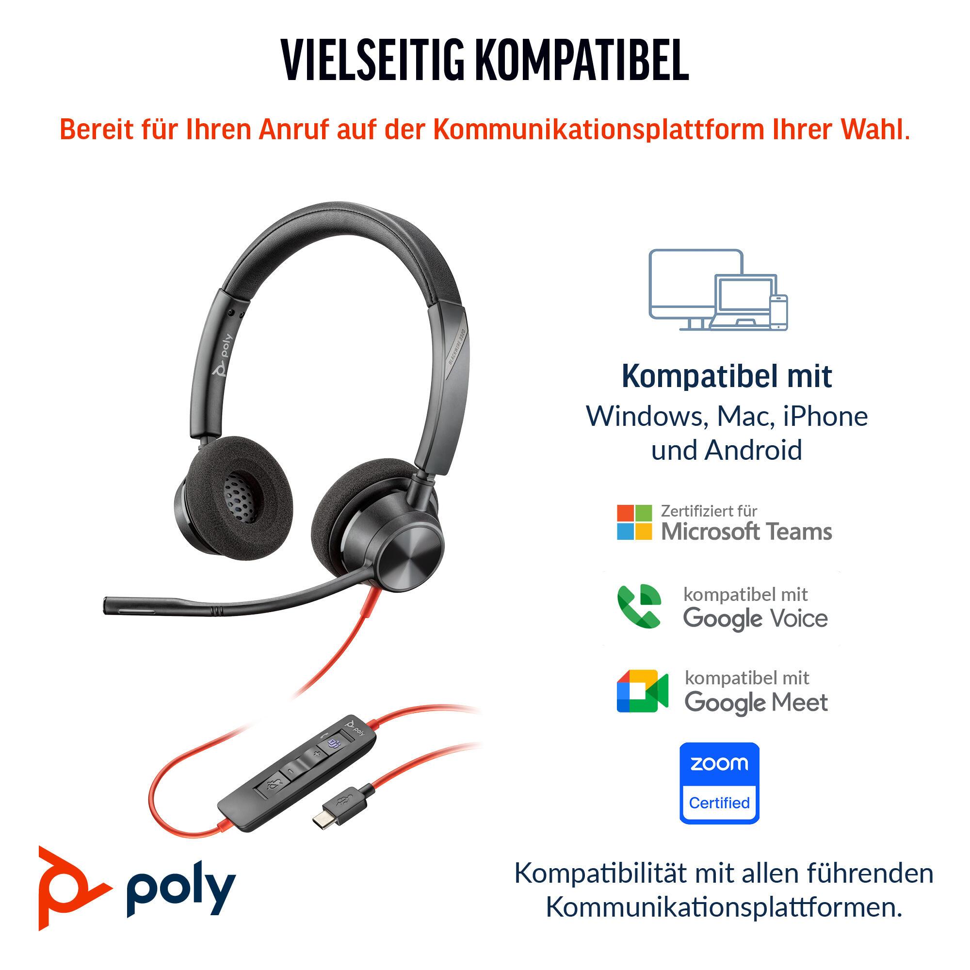 Plantronics/Poly Headset Blackwire 3320 MS / 8X220AA Schwarz