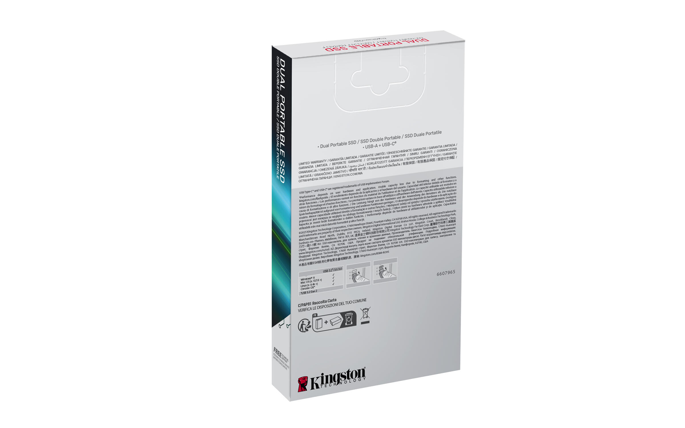 Kingston SSD externo Dual Portable 512GB / SPSD/512GB Negro, rojo