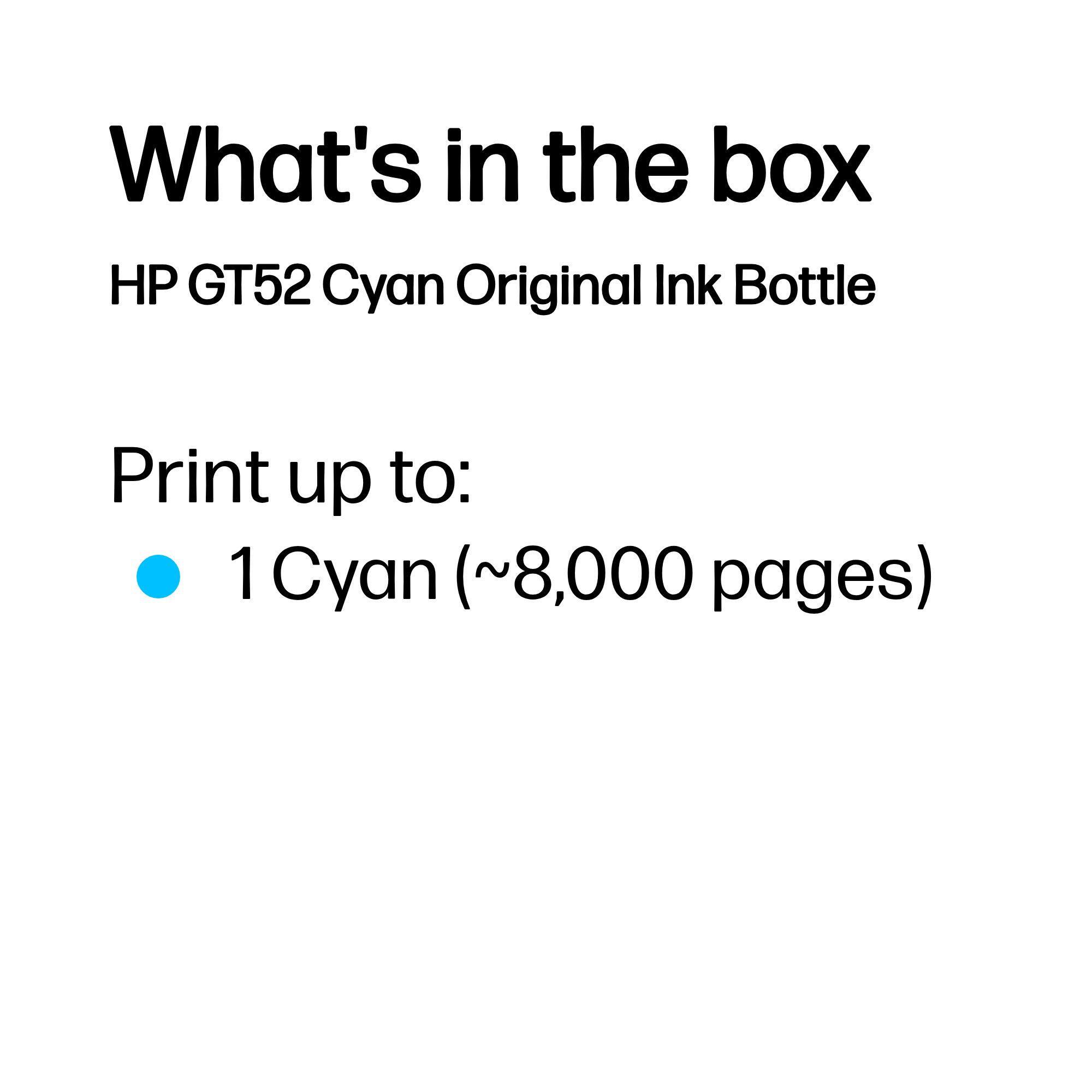 HP Inchiostro GT52 / M0H54AE Ciano Standard