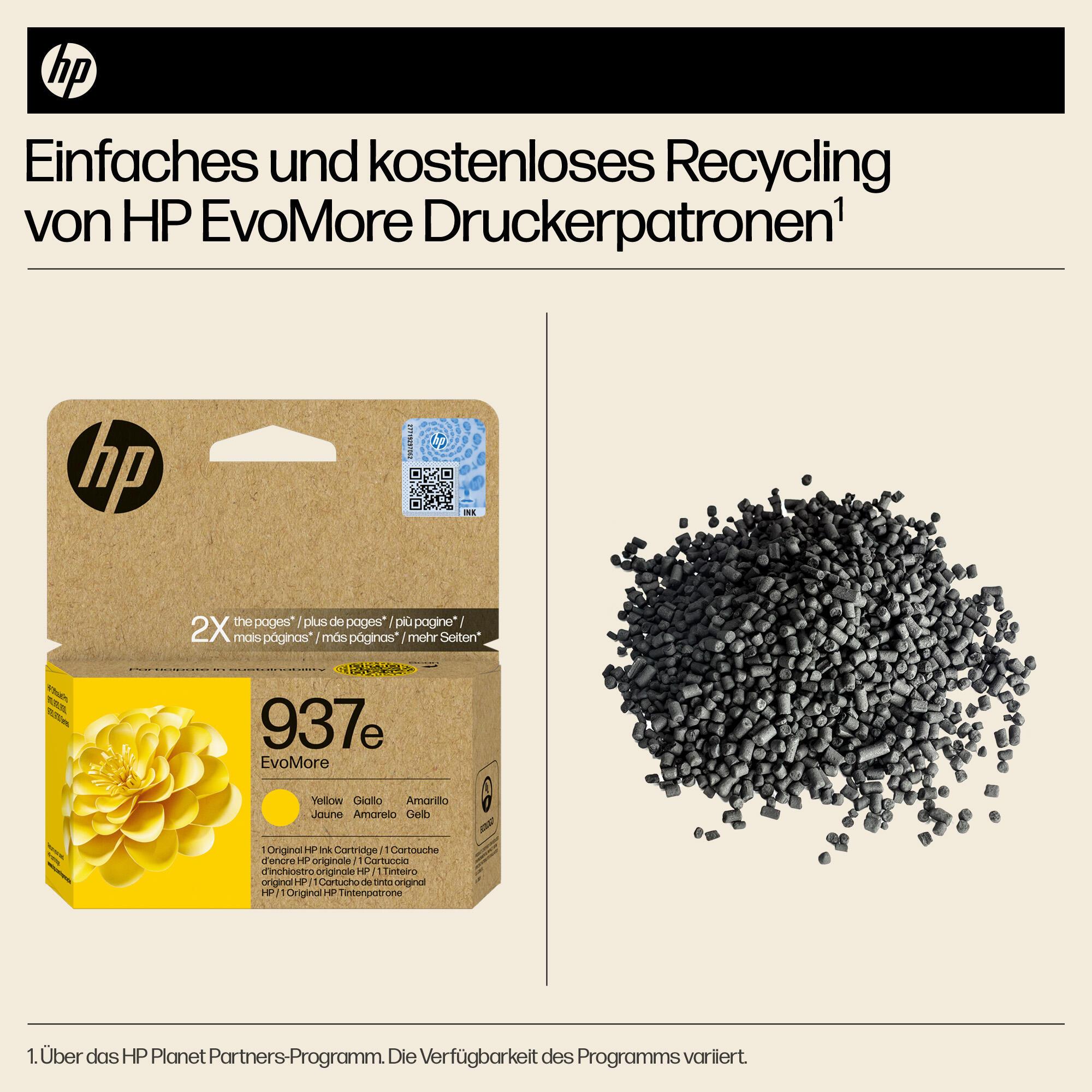 HP Inchiostro 937E / 4S6W8NE Giallo XL