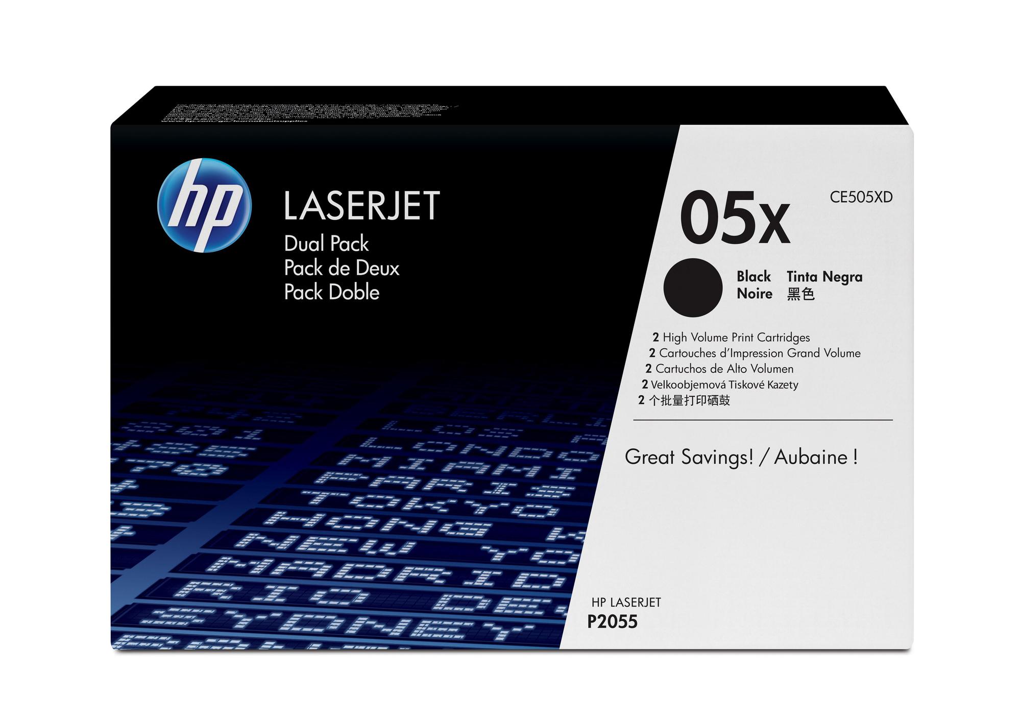 HP Toner 05XD / CE505XD Noir Doppelpack