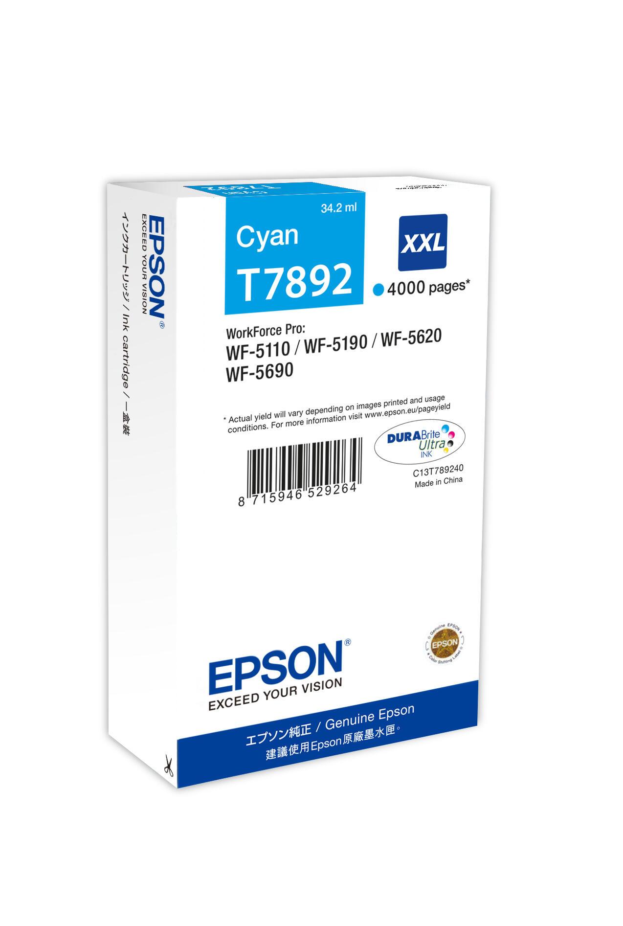 Epson Inchiostro T7892XXL / C13T789240 Ciano XXL
