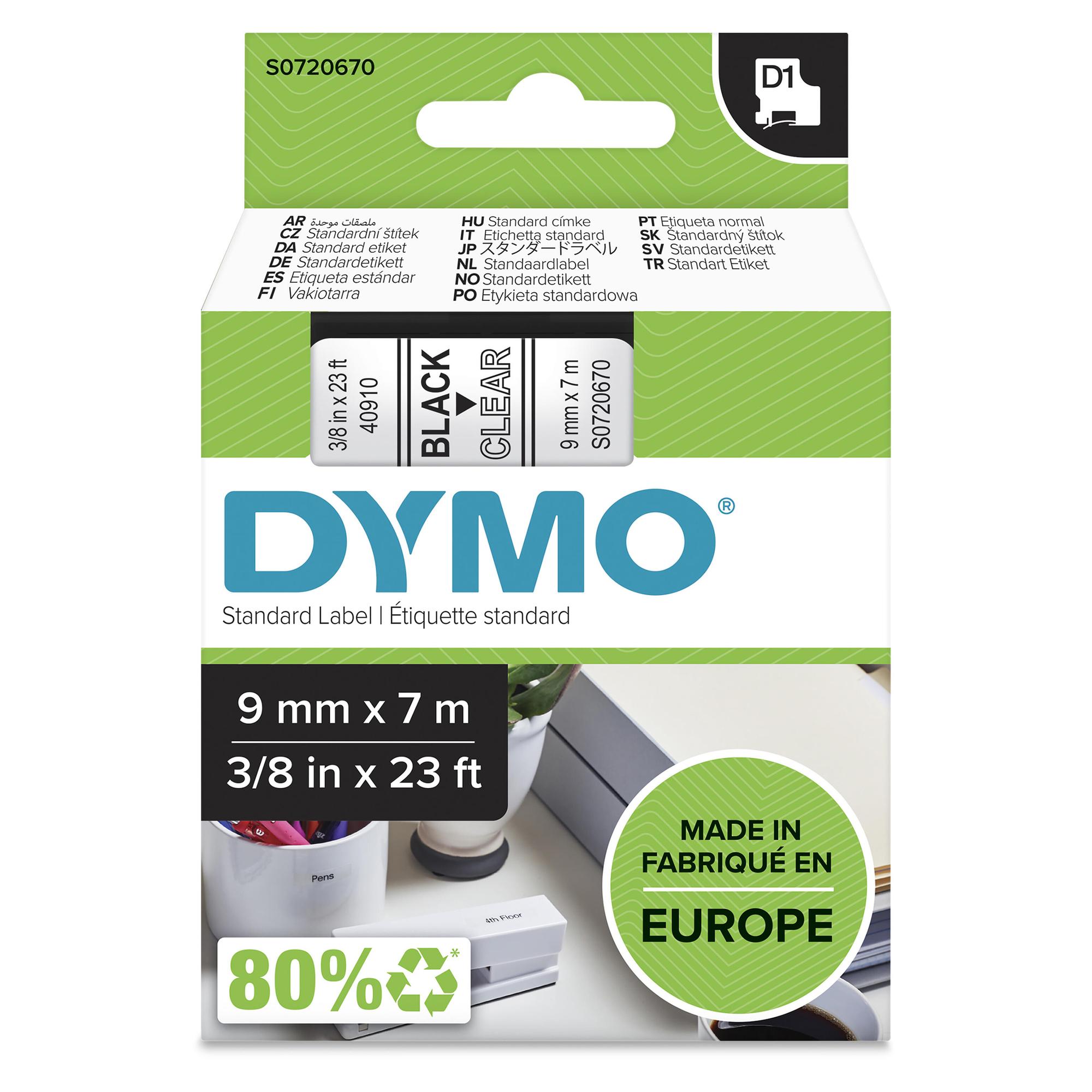DYMO Cinta de color 40910 / S0720670 Negro sobre transparente