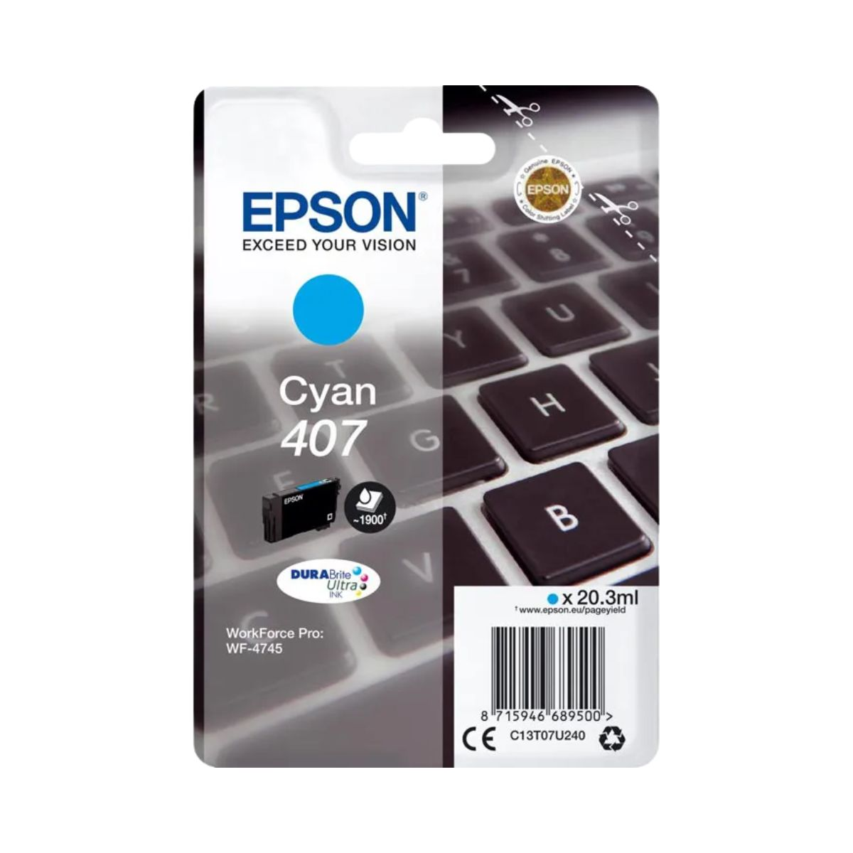 Epson Encre 407 / C13T07U240 Cyan