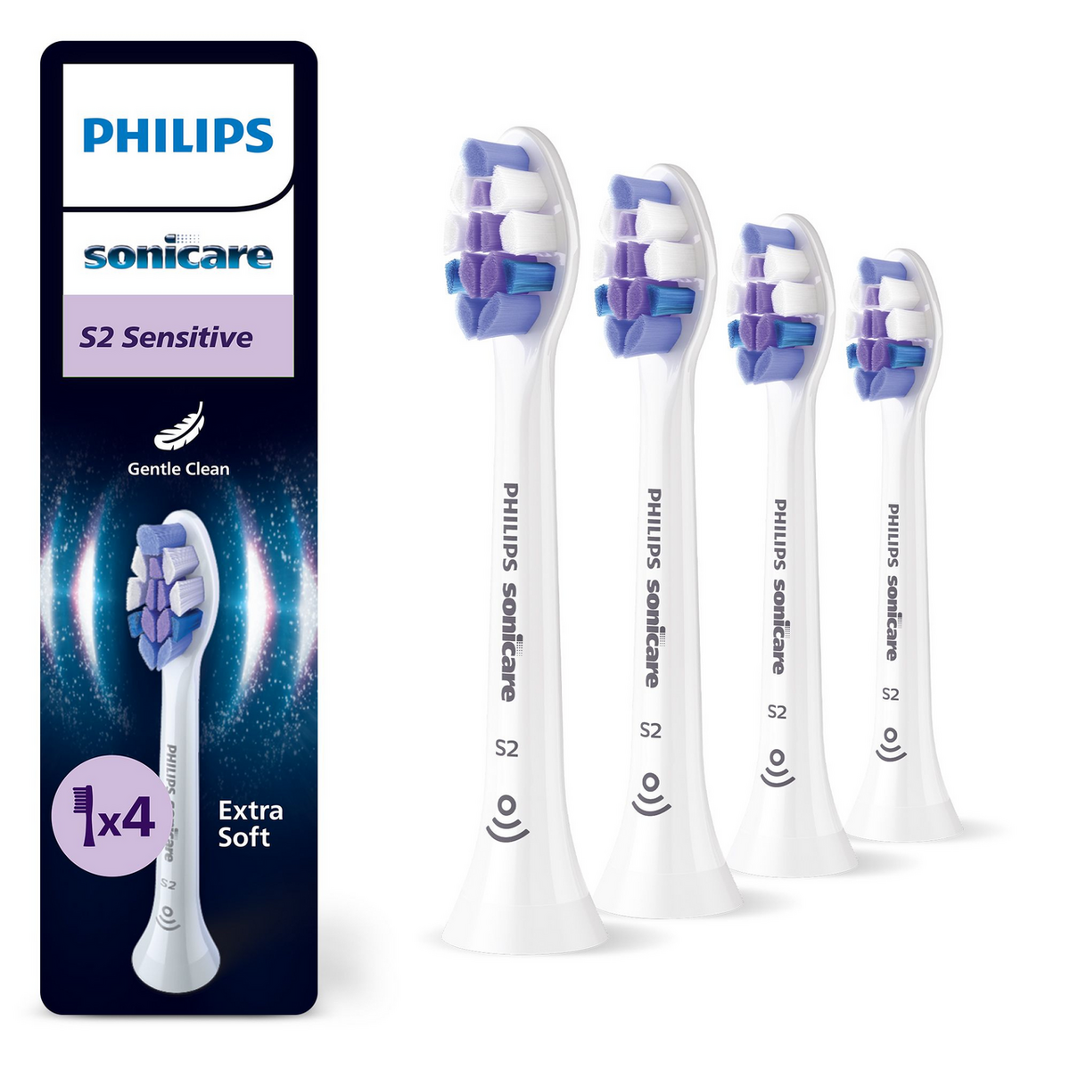 Philips Zahnbürste Sonicare S2 Sensitive / HX6054/87 Weiß 4-Pack