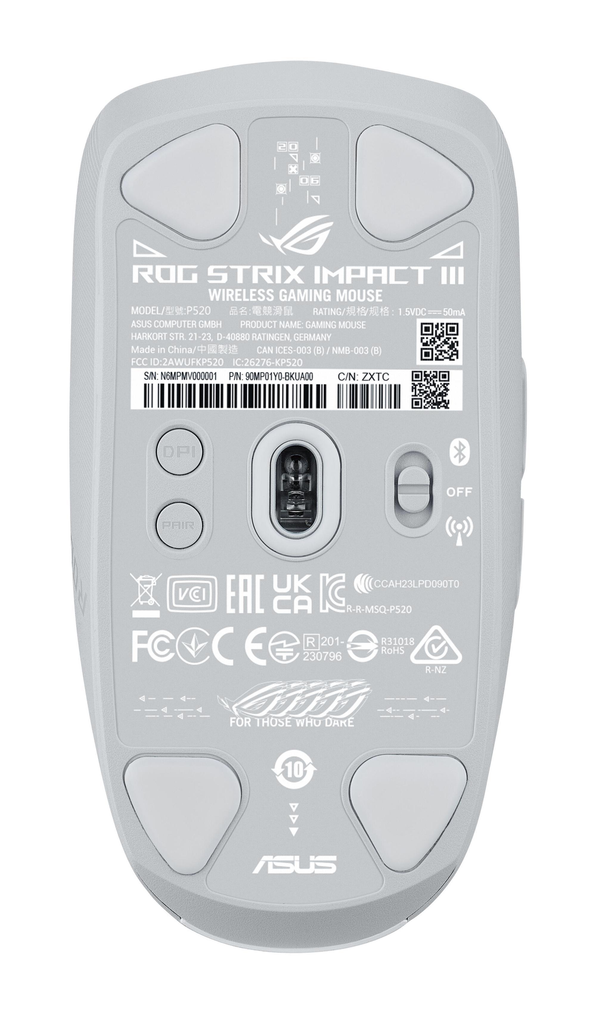 ASUS Souris ROG Strix Impact III / 90MP03D0-BMUA10 Blanc