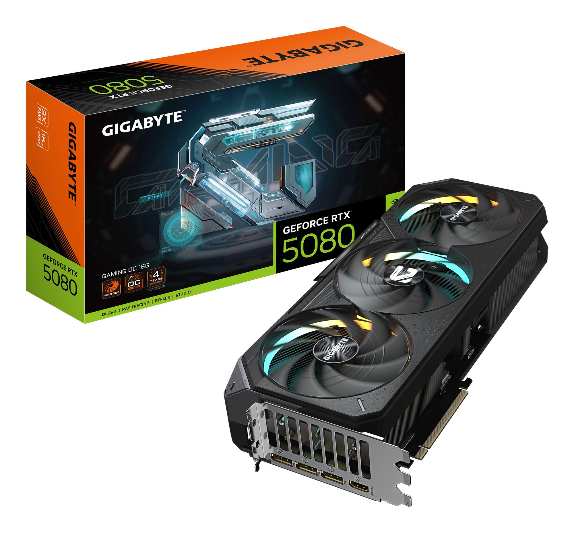 GIGABYTE Grafikkarte GeForce RTX 5080 Gaming OC 16G / GV-N5080GAMING OC-16GD Schwarz