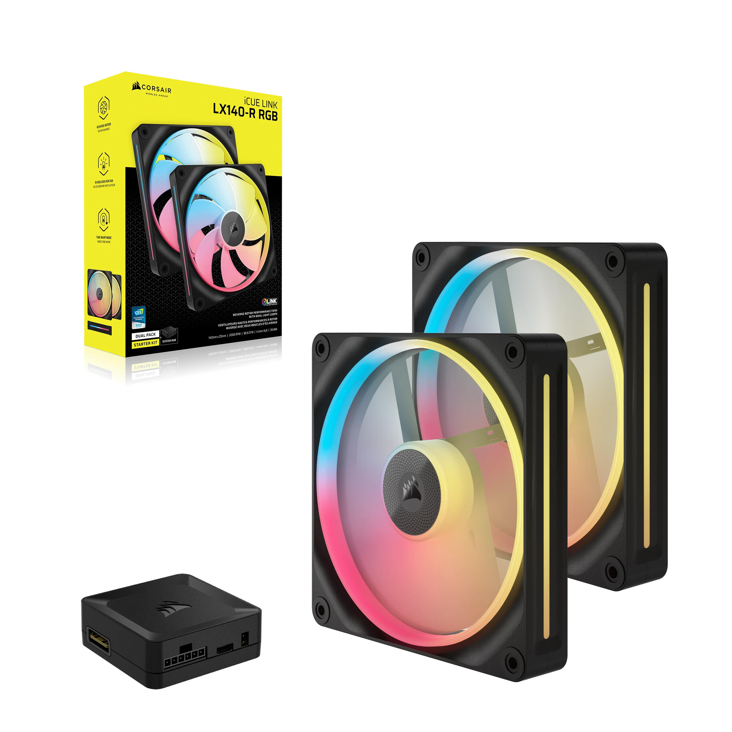 Corsair Ventilatore iCUE LINK LX140R RGB / CO-9051052-WW Nero Doppelpack