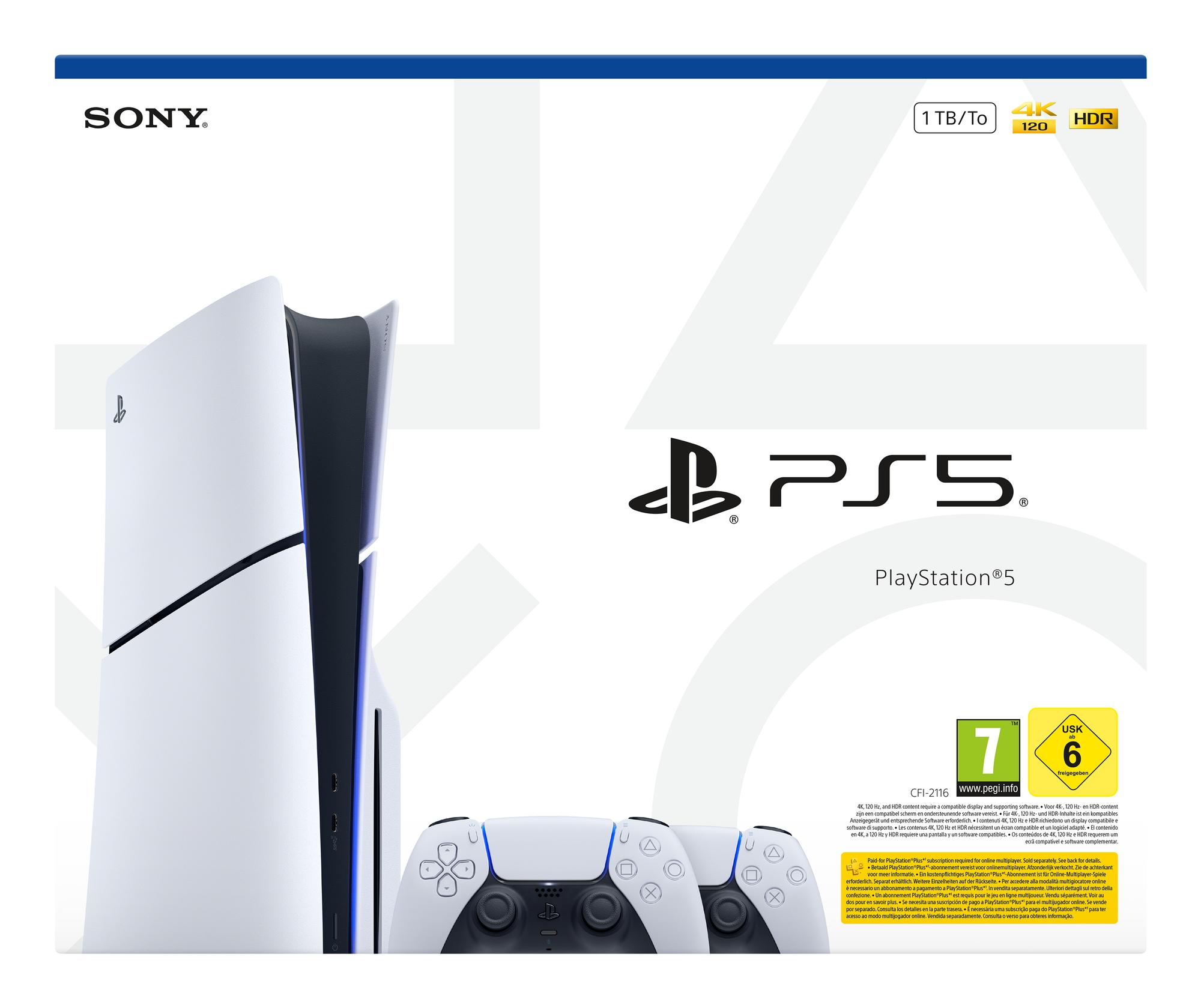 Sony Konsole PS5 Slim Disc 1TB 2 Controller / 1000050116 Schwarz, Weiß Multipack