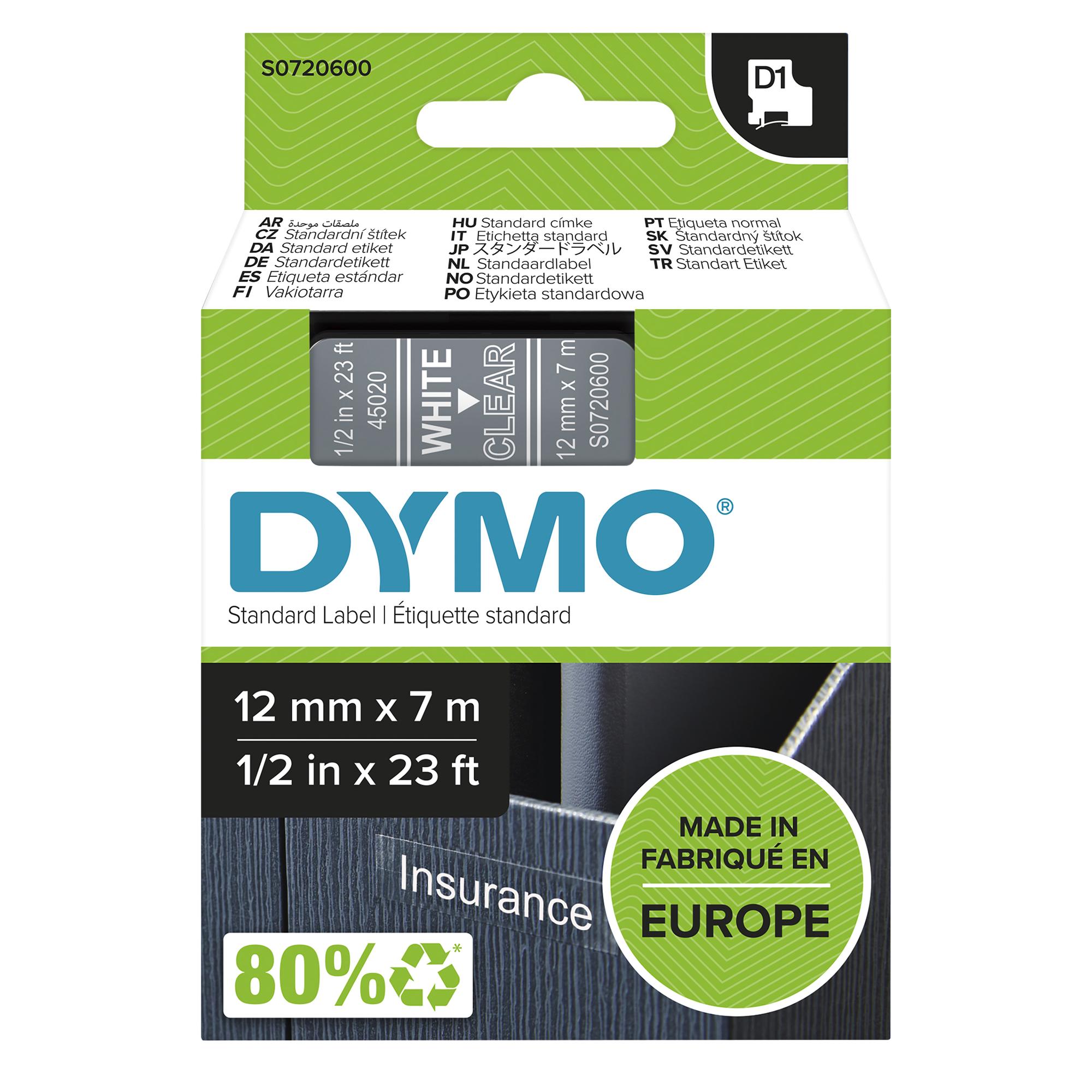 DYMO Ruban encreur 45020 / S0720600 Transparent, blanc