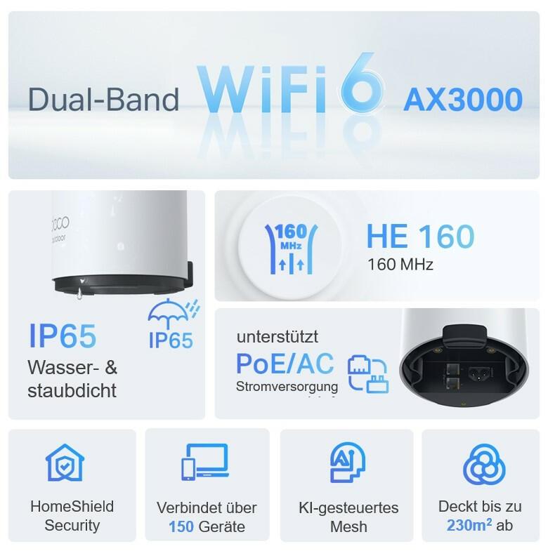 TP-Link Sistema WLAN a rete X50 Outdoor / DECOX50OUTDOOR1P Bianco