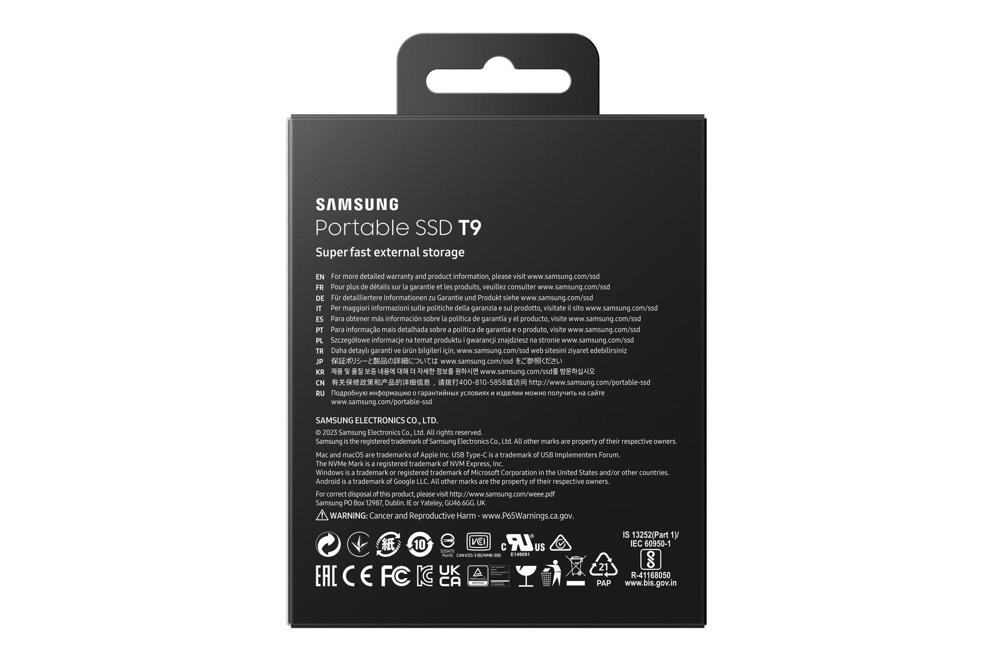 Samsung SSD externo T9 4TB / MU-PG4T0B/EU Negro