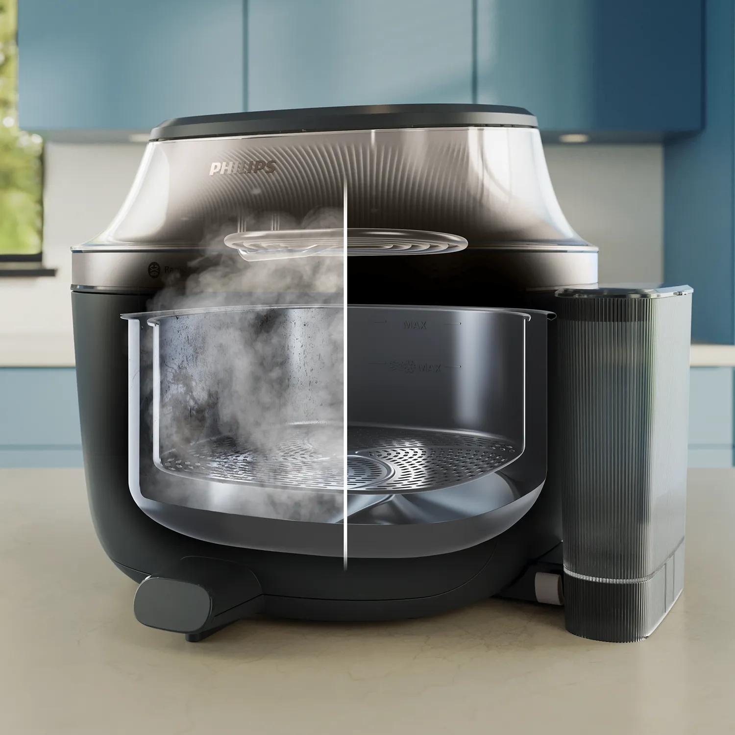 Philips Heißluft Fritteuse Series 5000 / NA547/07 Schwarz, Gold