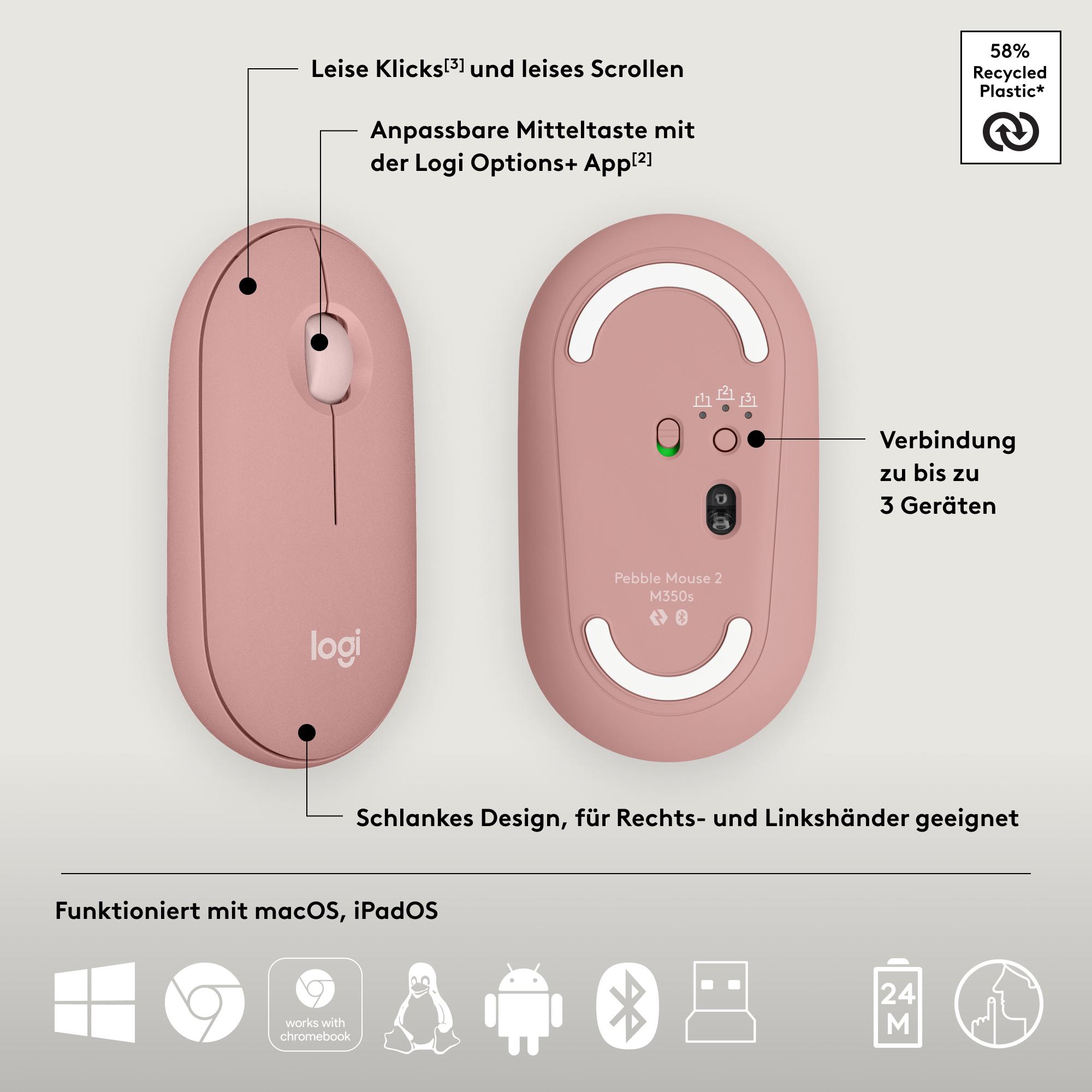 Logitech Maus Pebble 2 M350s / 910-007014 Pink