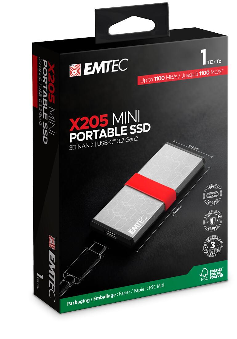 Emtec SSD esterno X205 1TB / ECSSD1TX205 Argento XL