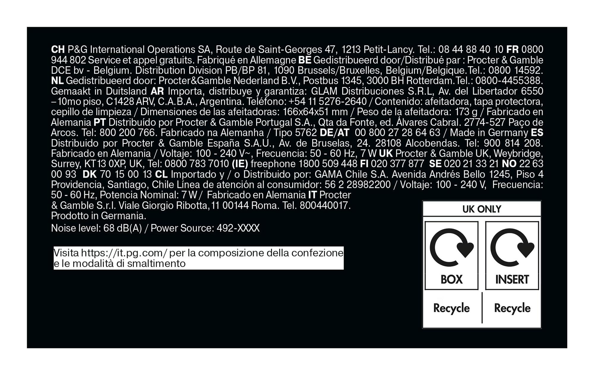 Braun Afeitadora Series 5 52-B1000s / 52-B1000S Negro