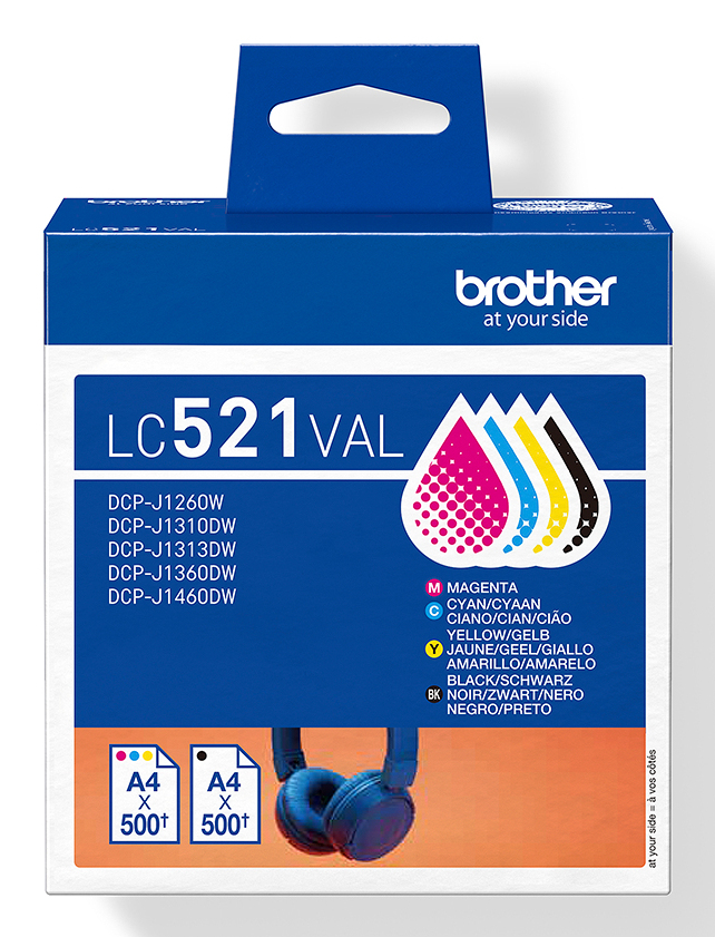 Brother Tinte LC-521VAL / LC521VAL BK,C,M,Y Multipack