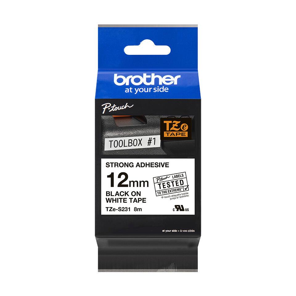 Brother Cinta de color TZE-S231 / TZES231 Negro, blanco