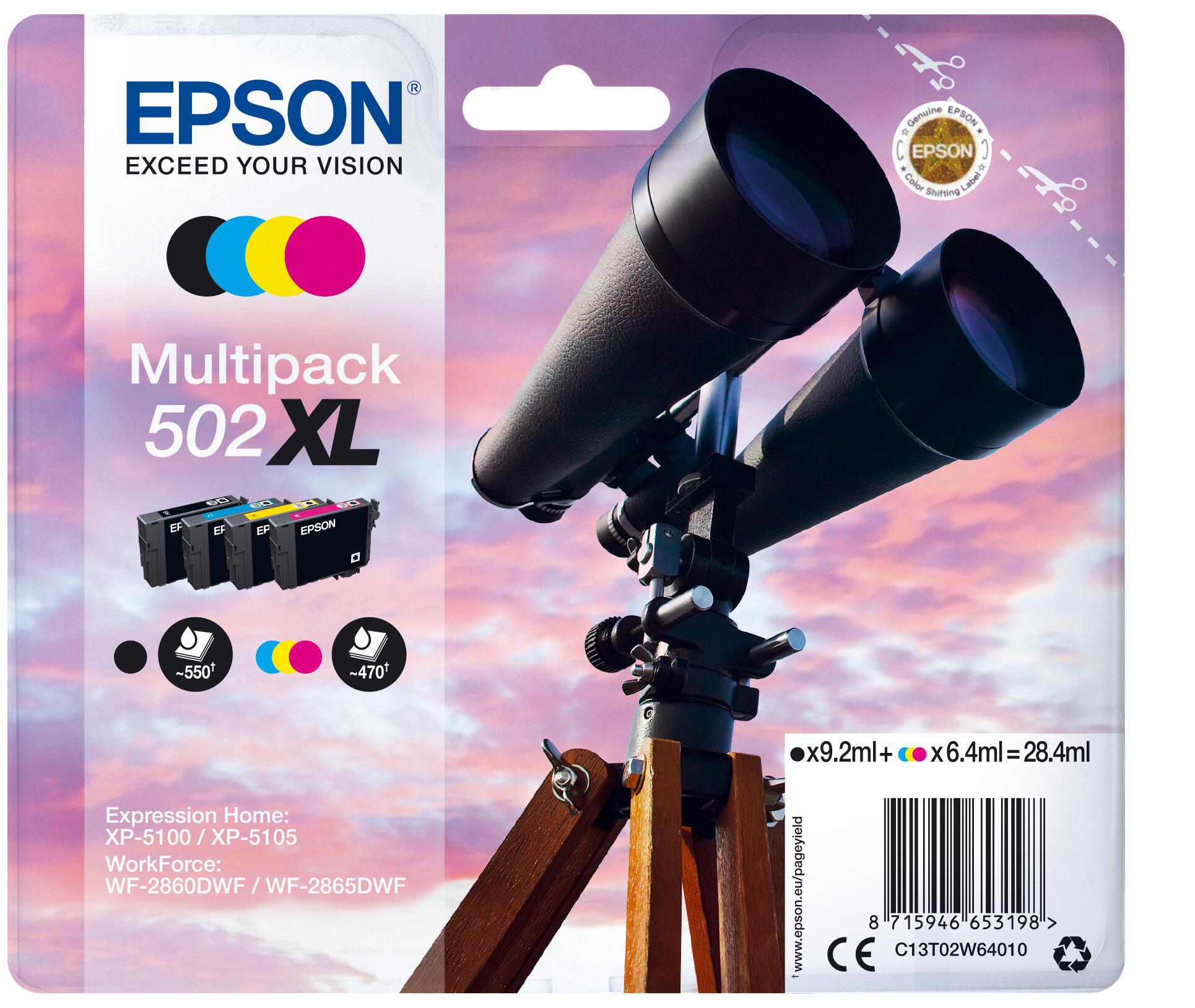 Epson Encre 502XL / C13T02W64010 BK,C,M,Y XL Multipack