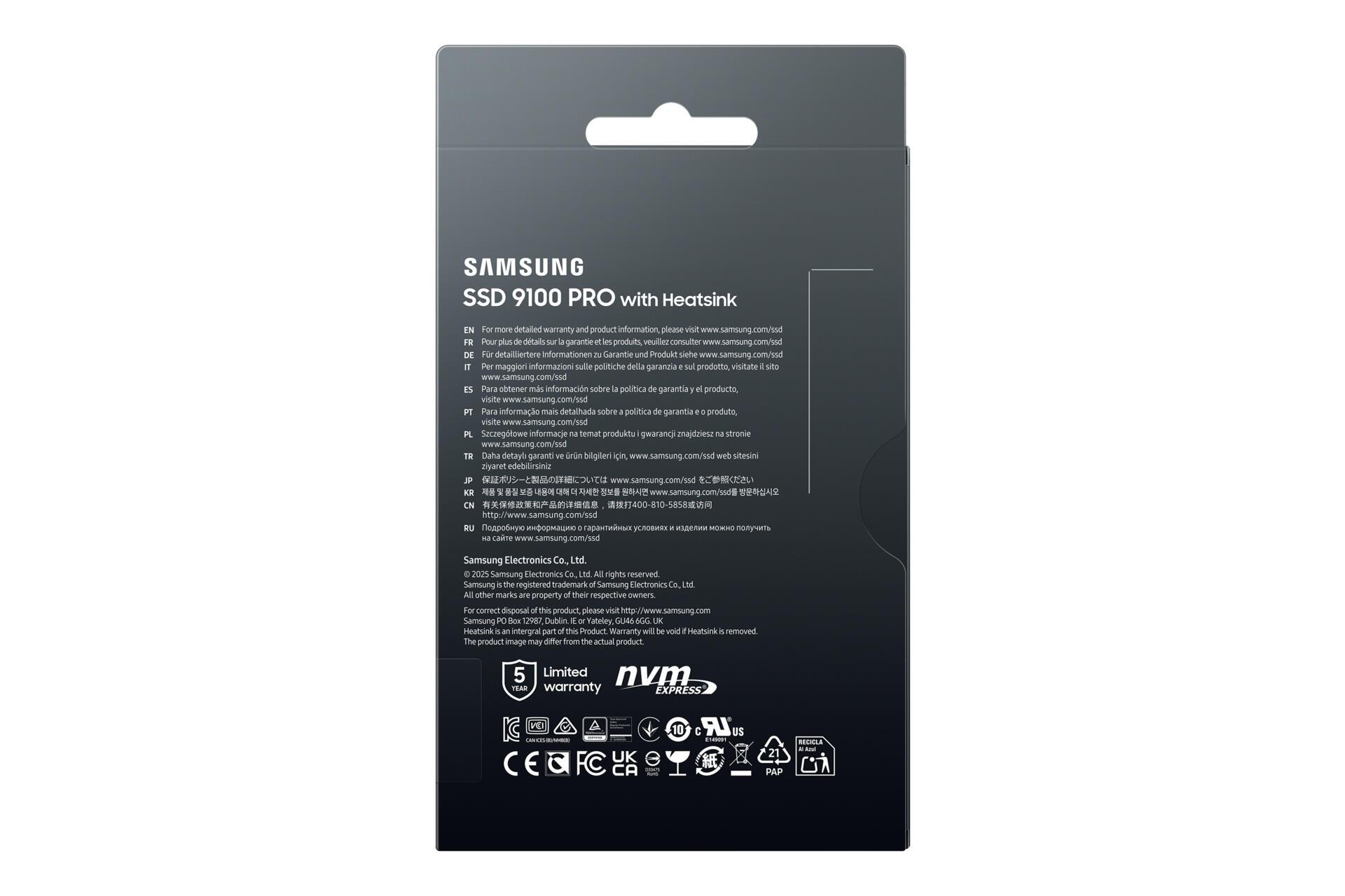 Samsung SSD M.2 9100 PRO Heatsink PCIe 5.0 1TB / MZ-VAP1T0CW