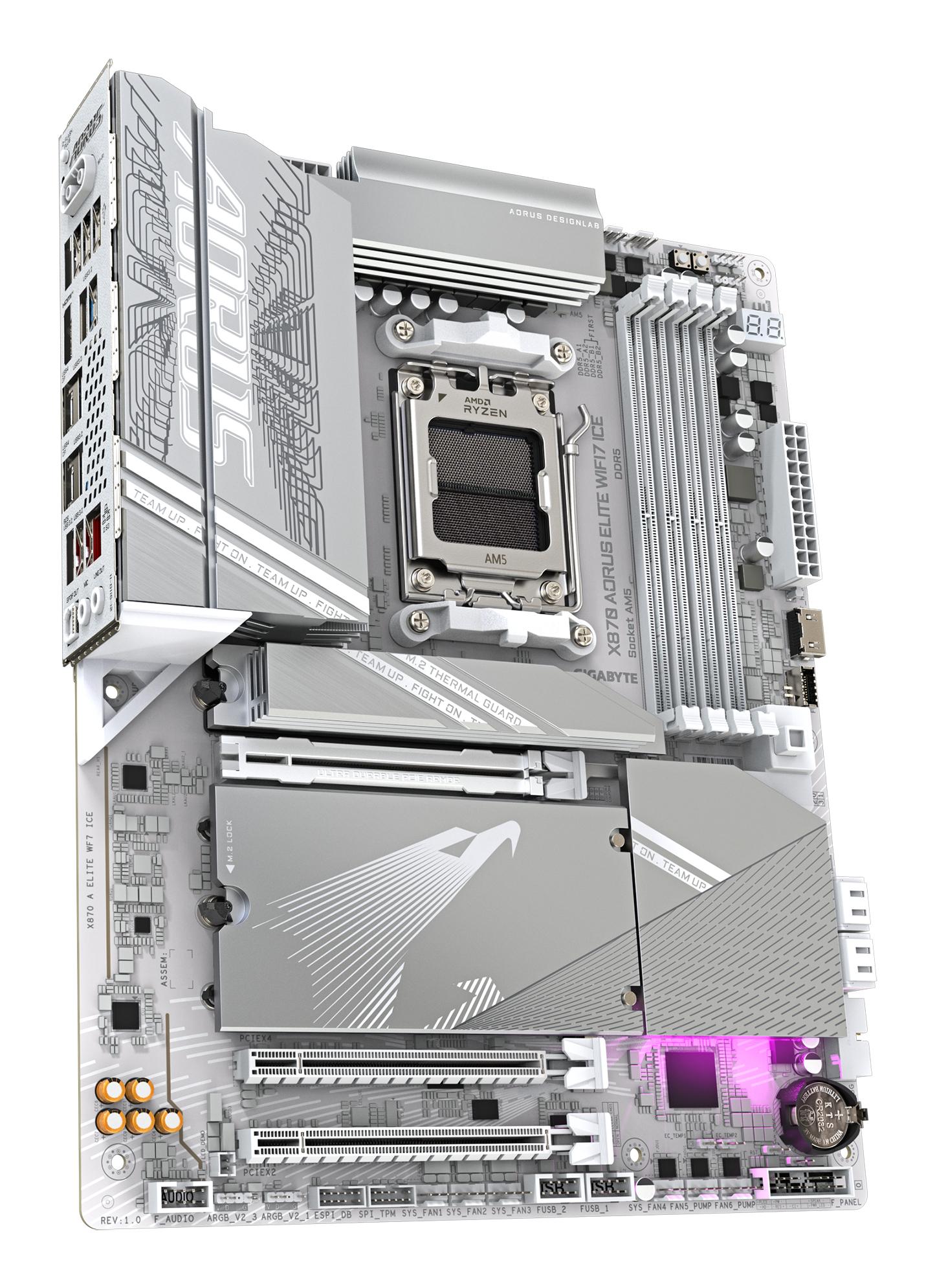 GIGABYTE Carte mère X870 Aorus Elite WiFi7 / X870 A ELITE WF7 ICE Blanc