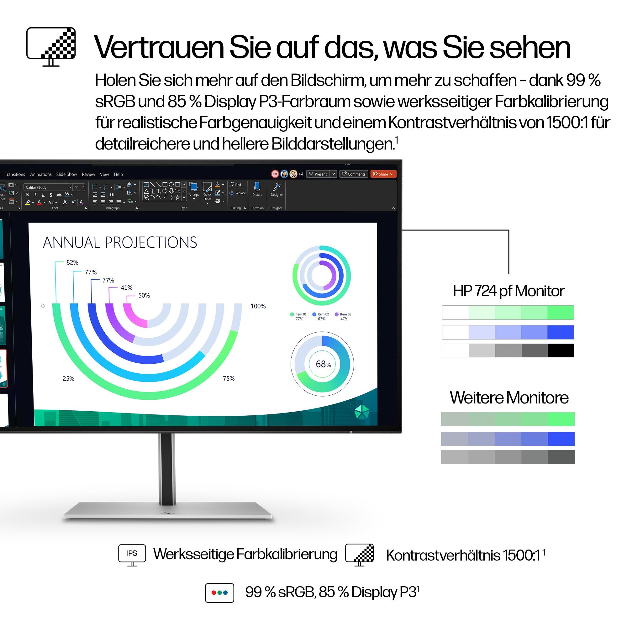 HP Monitor 724pf / 8X530AA#ABB Nero, argento 60,5 cm (23,8")