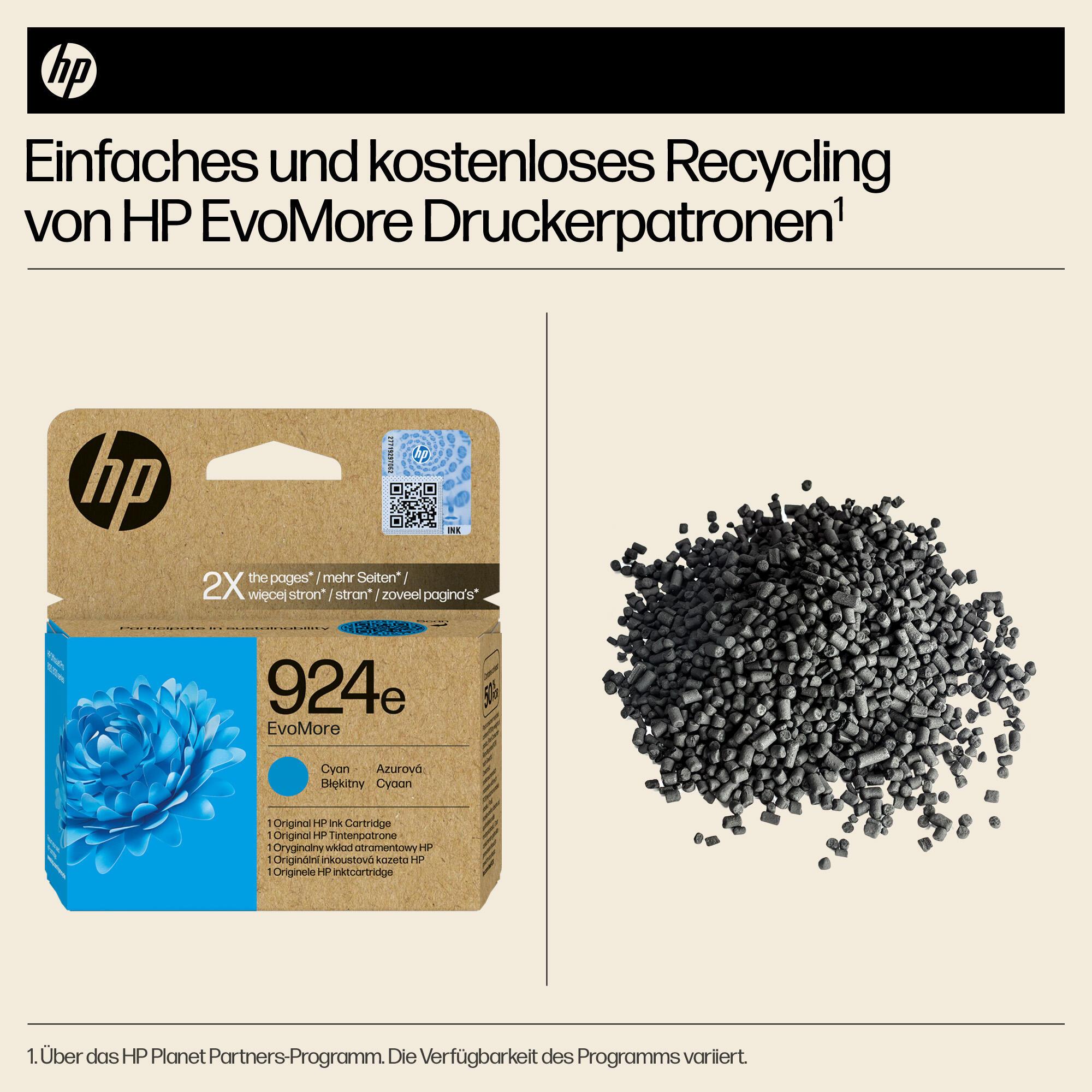 HP Tinta 924E / 4K0U7NE Cian XL
