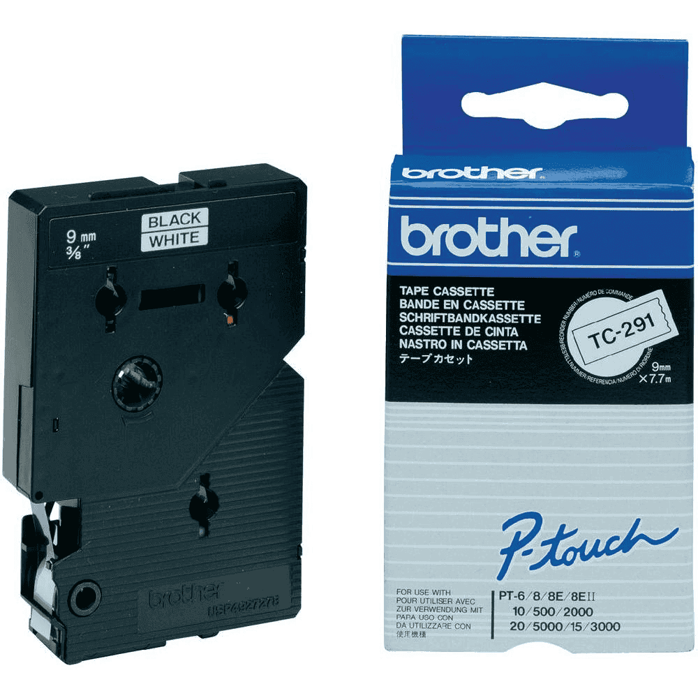 Brother Farbband TC-291 / TC291 Schwarz auf Weiß Brother Farbband TC-291 / TC291 Schwarz auf Weiß