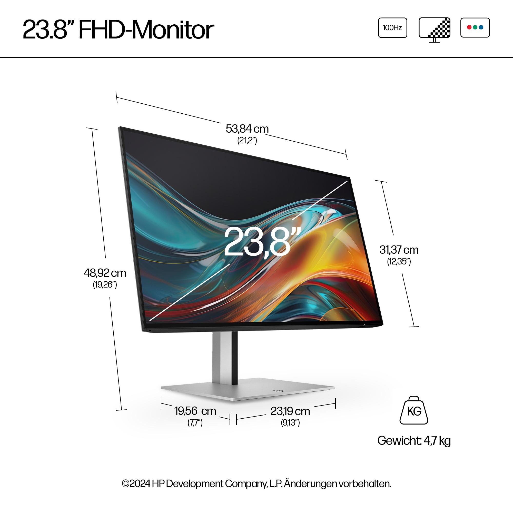 HP Monitor 724pf / 8X530AA#ABB Nero, argento 60,5 cm (23,8")