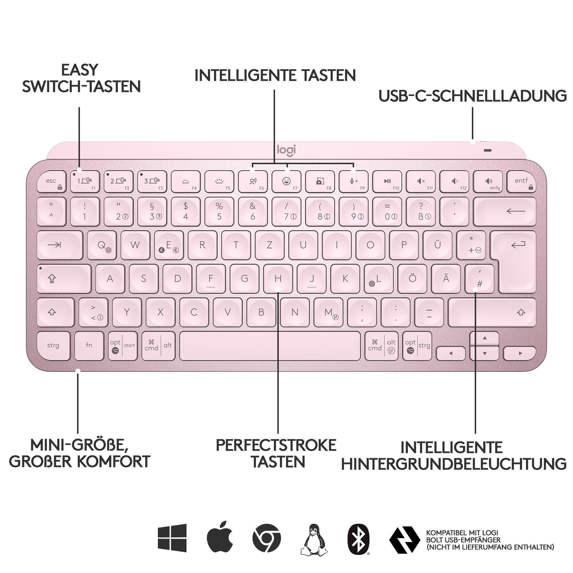 Logitech Tastatur MX Keys Mini / 920-010500 Rosé