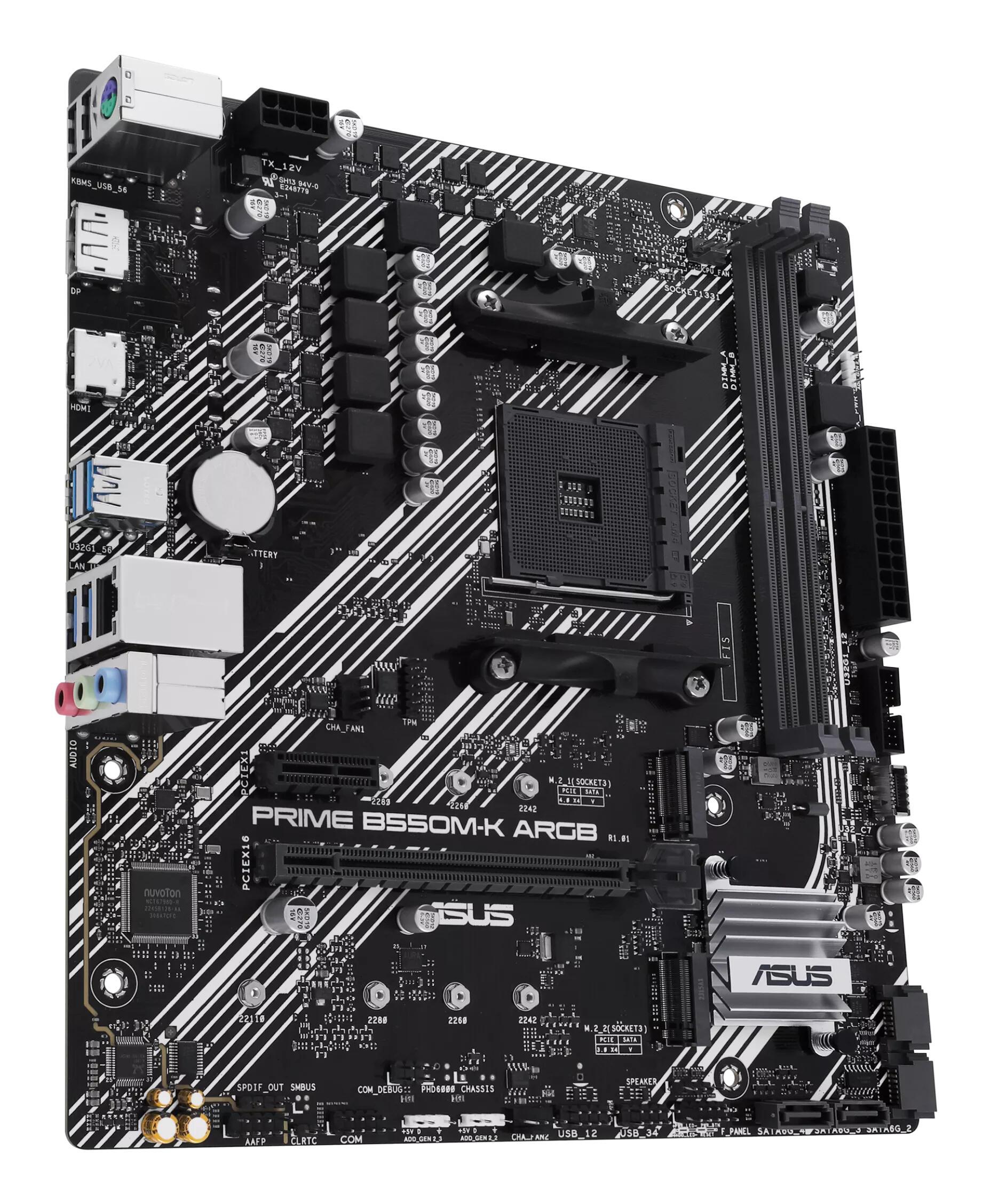 ASUS Mainboard Prime B550M-K ARGB / 90MB1GC0-M0EAY0 Black, grey