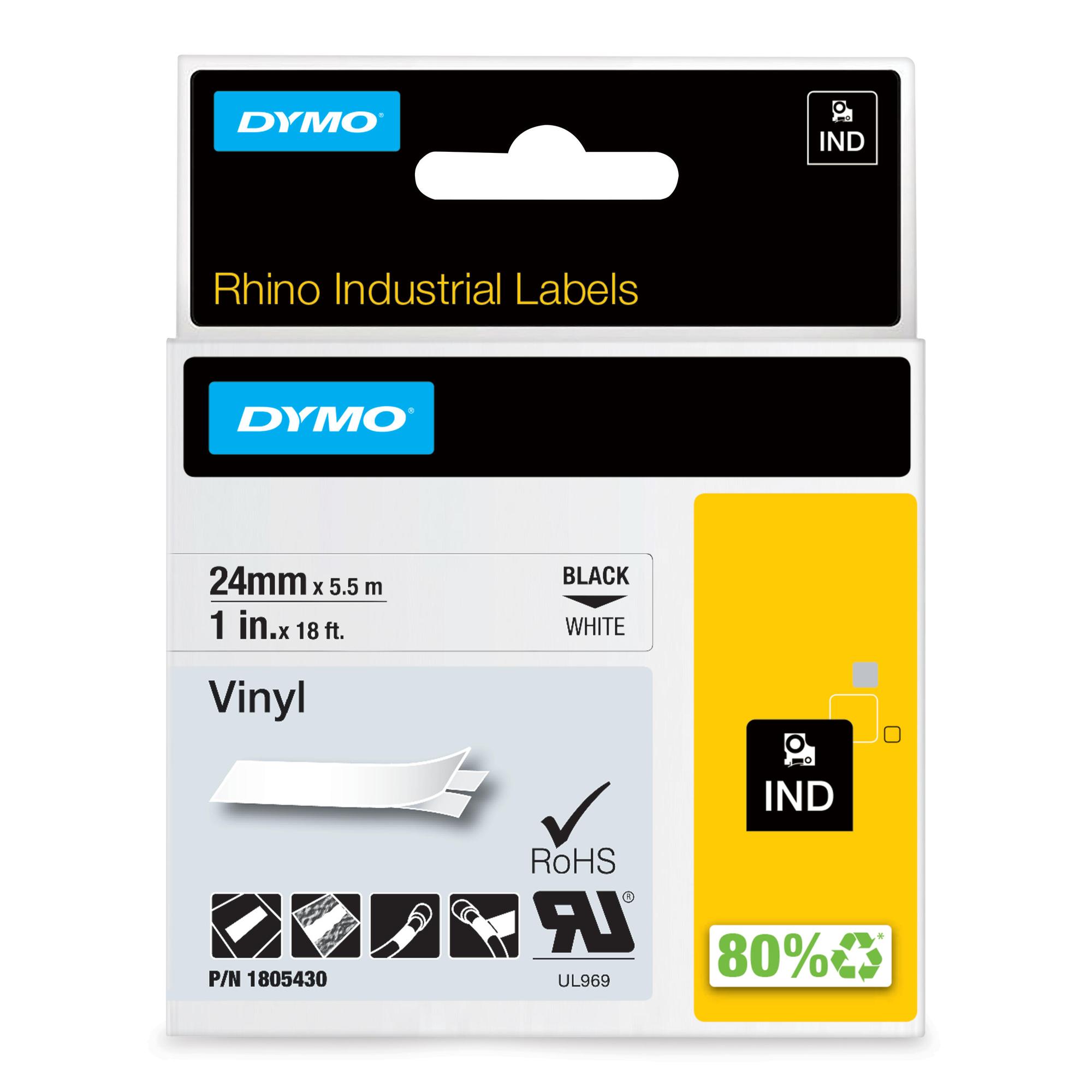 DYMO Cinta de color Rhino Industrial Vinyl / 1805430 Negro, blanco XXL