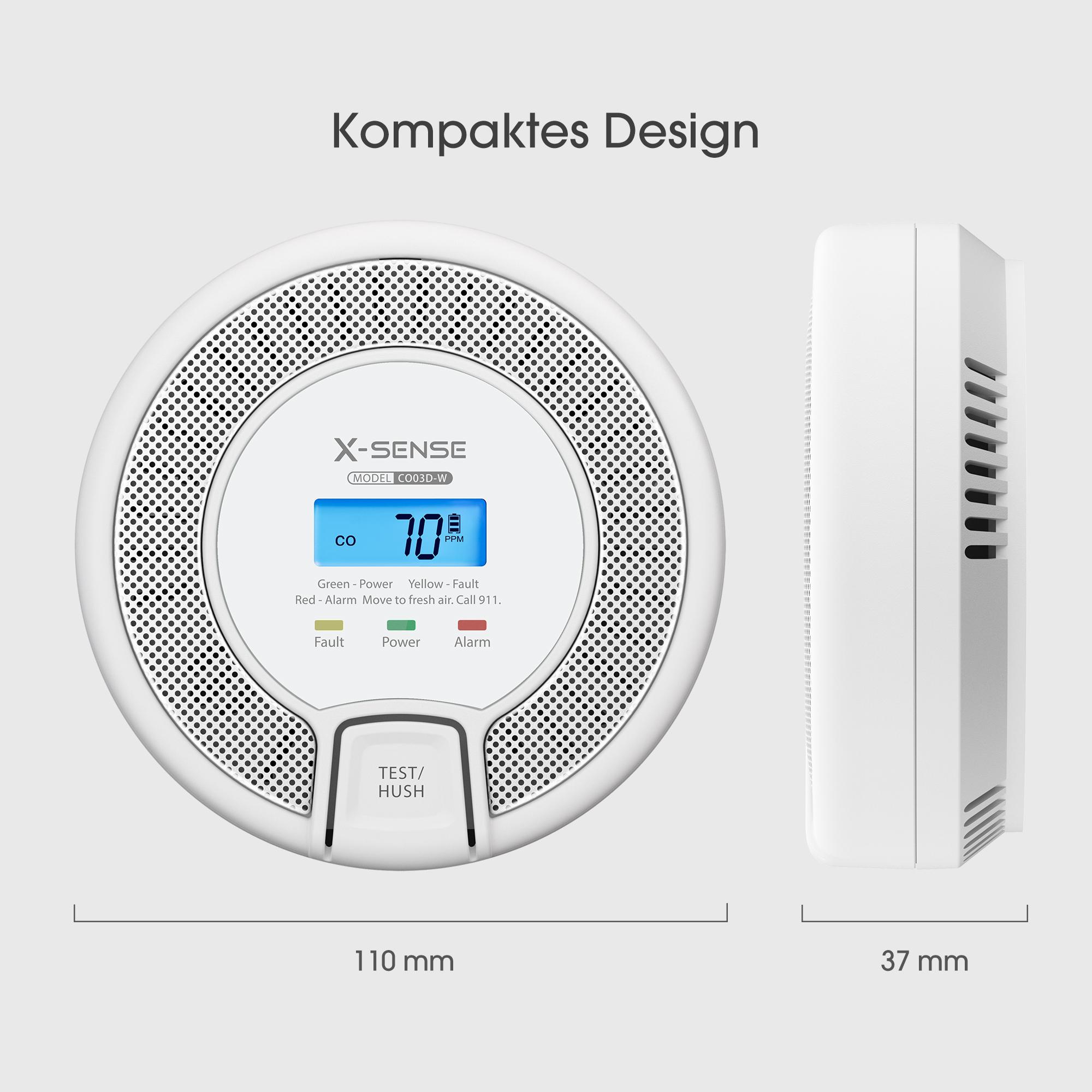X-Sense Carbon monoxide detector CO03D-W / ZASXS00145WEU White, grey