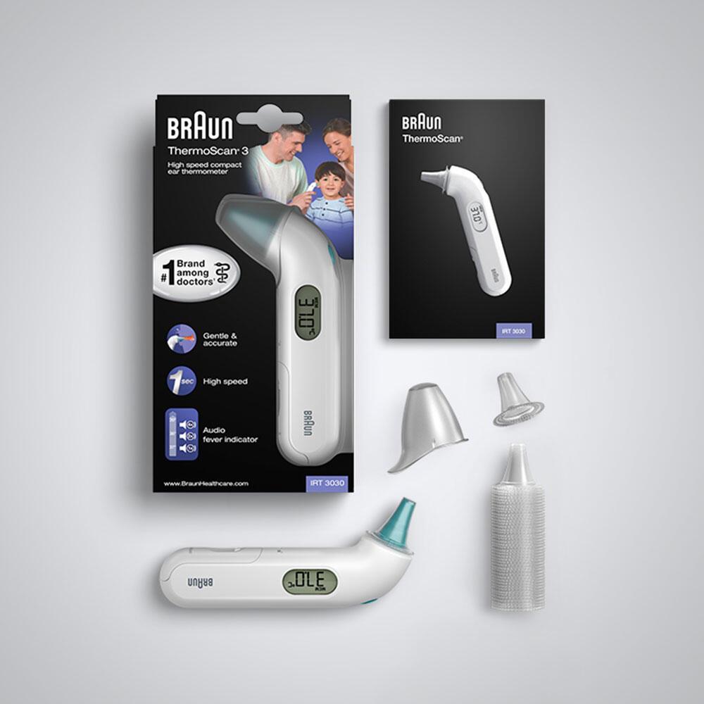 Braun Thermomètre médical ThermoScan 3 IRT3030 / IRT3030WE Blanc