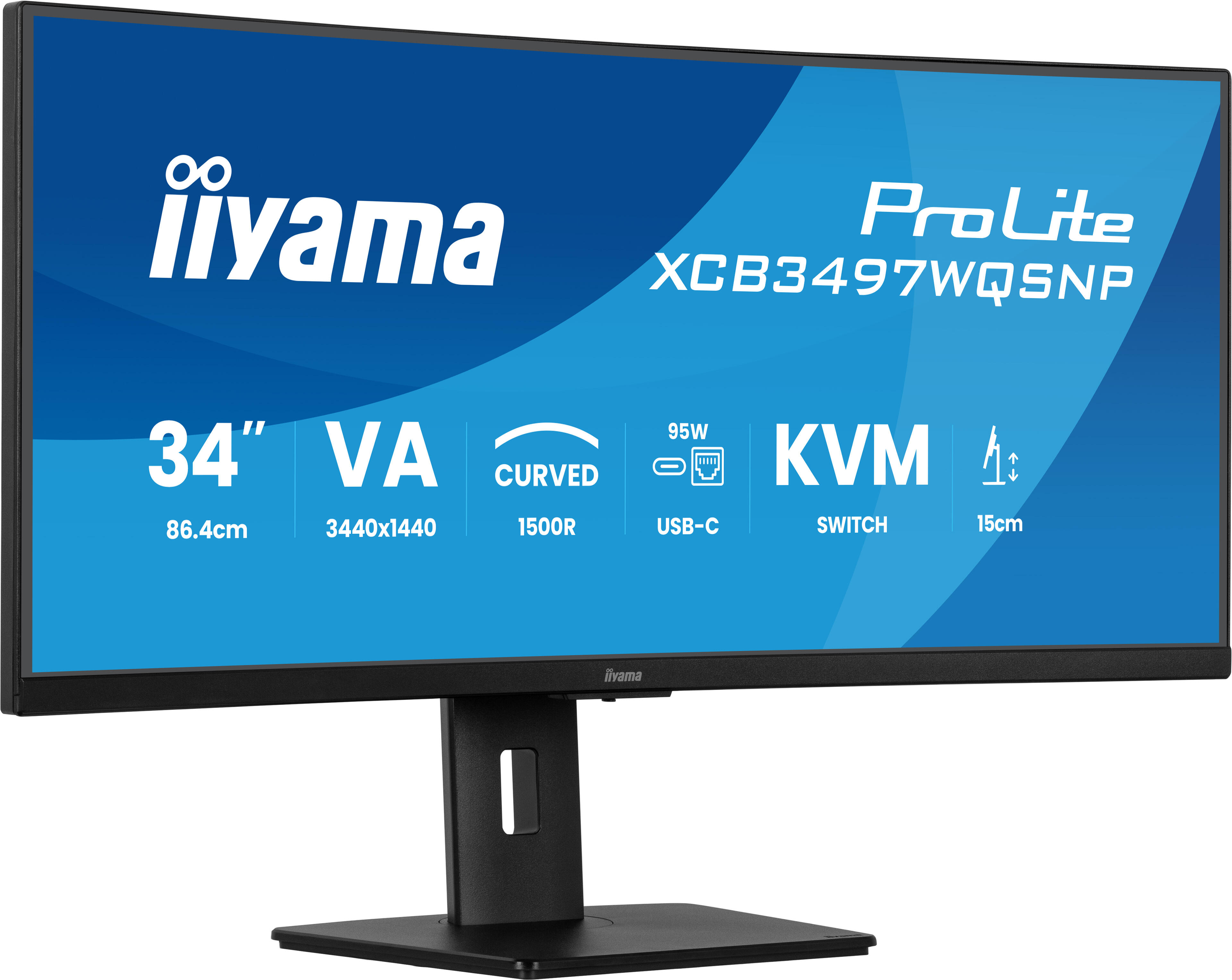 iiyama Monitor ProLite XCB3497WQSNP / XCB3497WQSNP-B1 Black 86.4 cm (34")