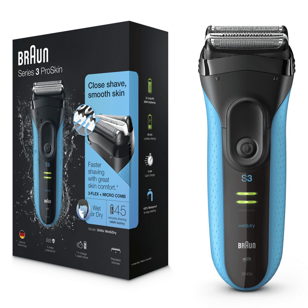 Braun Rasoir Series 3 3040s Wet&Dry / 113010 Bleu