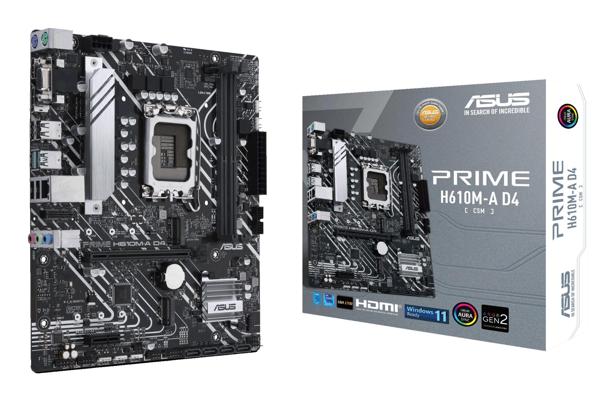 ASUS Scheda madre PRIME H610M-A D4-CSM / 90MB19P0-M0EAYC Nero