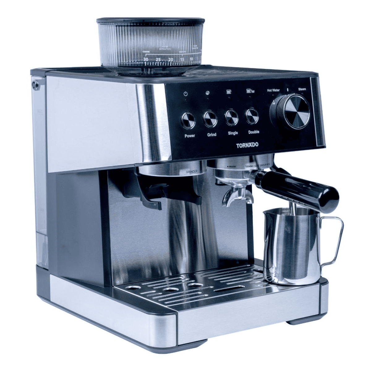 Tornado Siebträgermaschine TCM-5431-GS Edelstahl und Schwarz