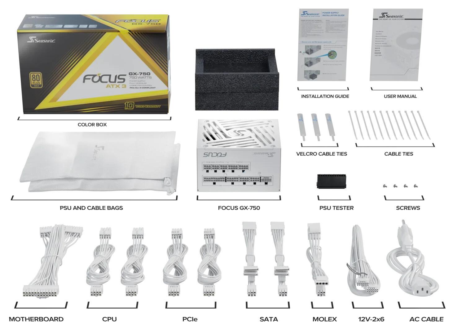 Seasonic Alimentatore per PC Focus GX-750 / FOCUS-GX-750-V4-WHITE Bianco