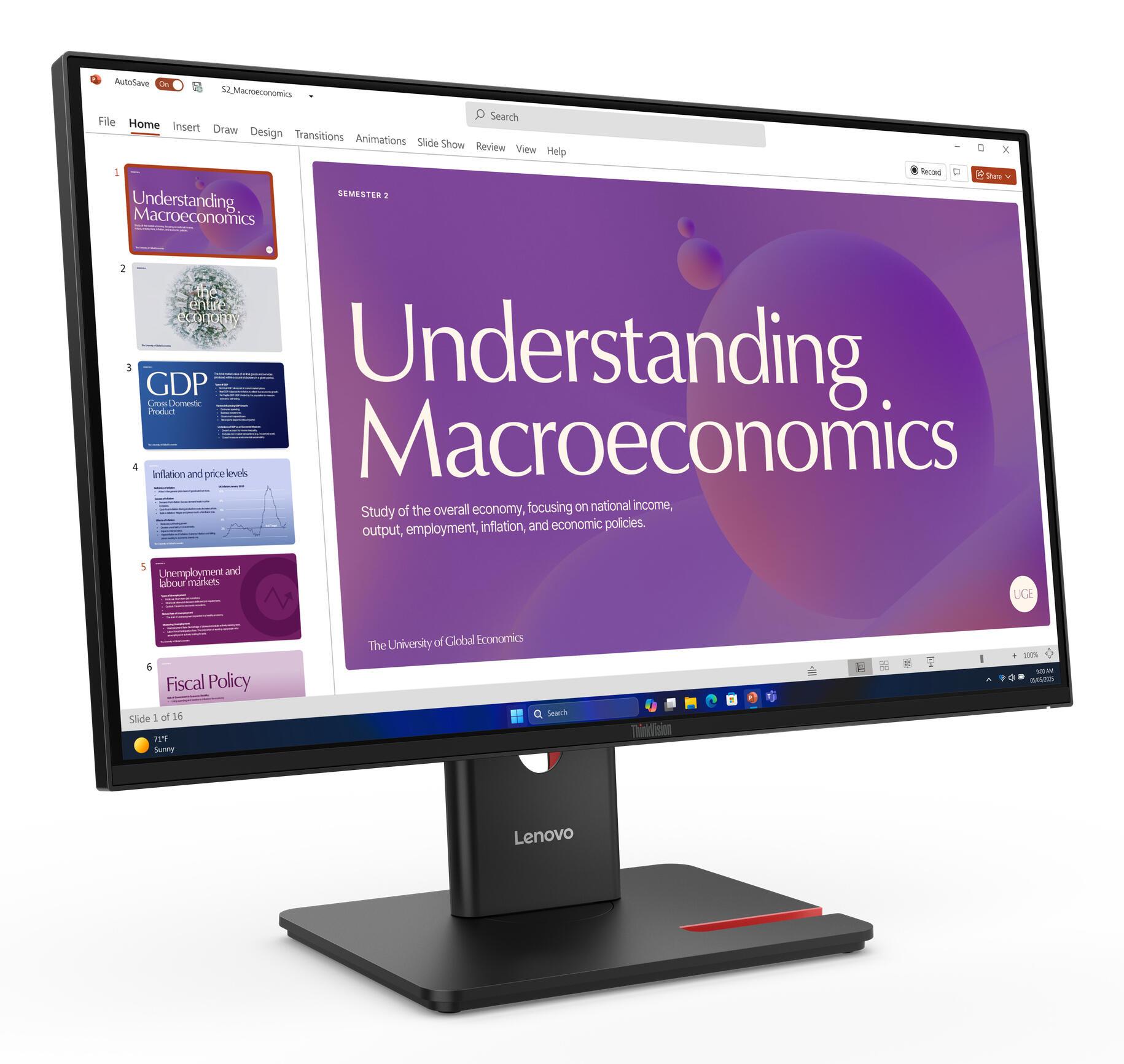 Lenovo Monitor ThinkVision T24D-40 / 64B9GAT1EU Negro 60,5 cm (23,8")