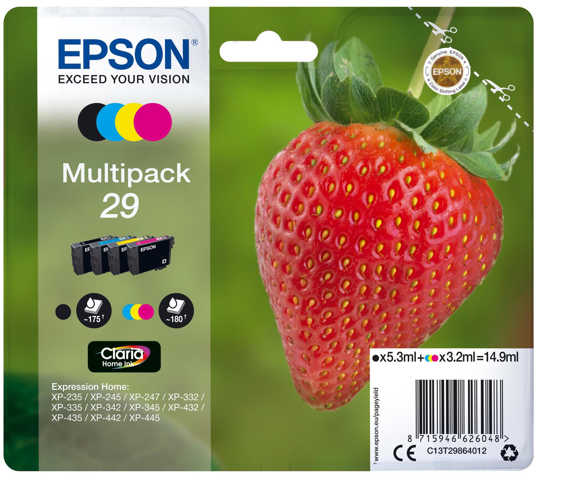Epson Encre 29 / C13T29864012 BK,C,M,Y Multipack