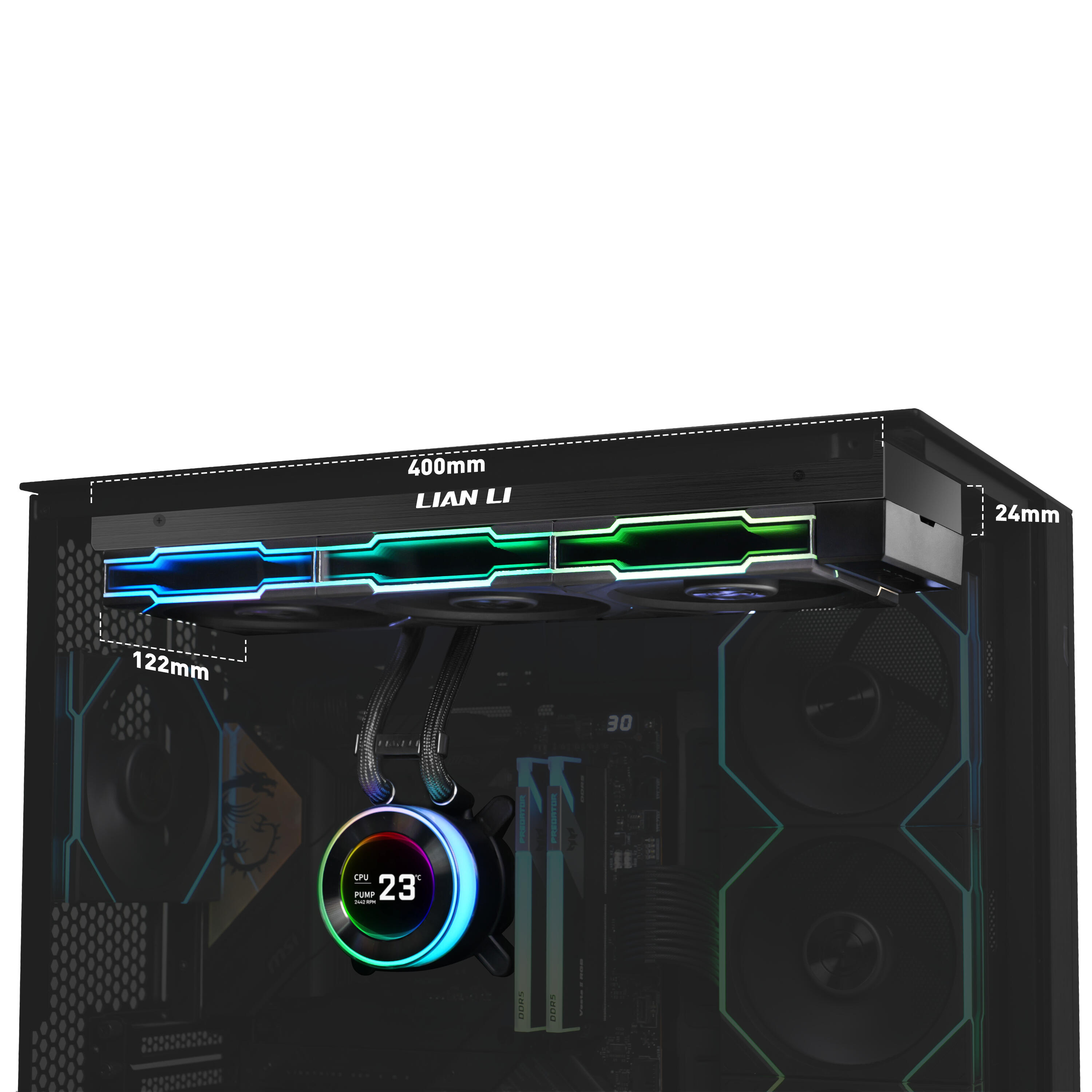 Lian Li Refrigeración por agua Hydroshift II LCD-C 360TL / GHS2LCD36TB Negro