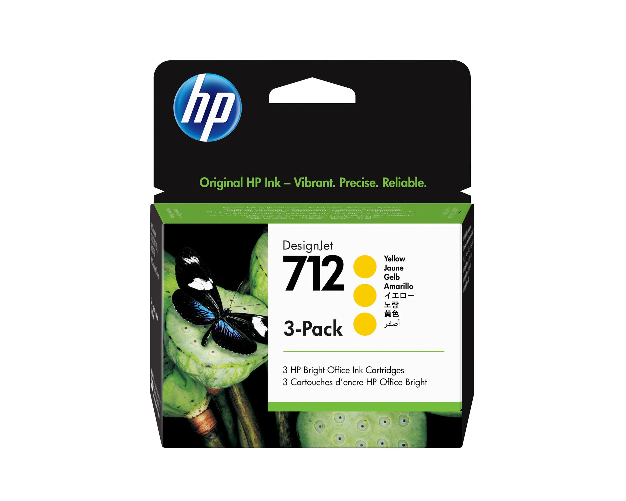 HP Ink 712 / 3ED79A Yellow 3-Pack