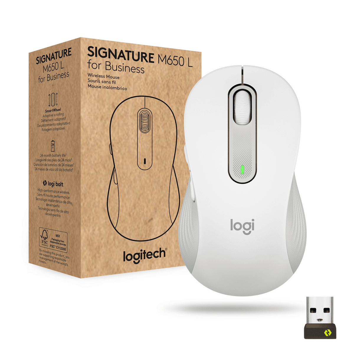 Logitech Mouse M650 Signature L Business / 910-006349 White XL