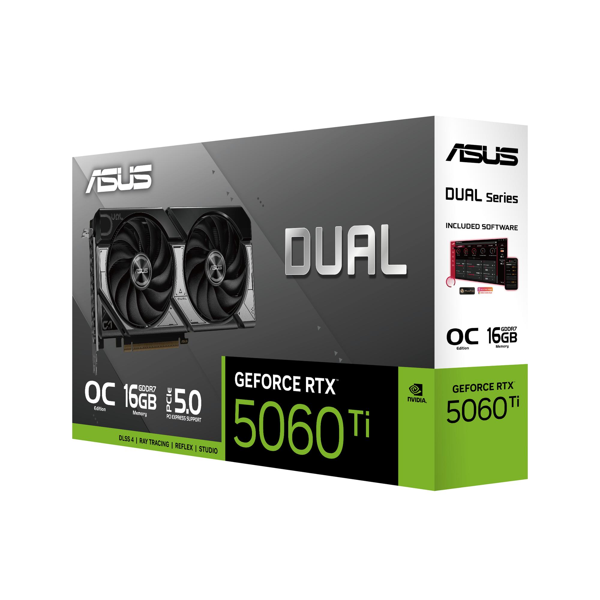 ASUS Carte graphique DUAL RTX5060TI O16G / 90YV0MH0-M0NA00 Noir, gris