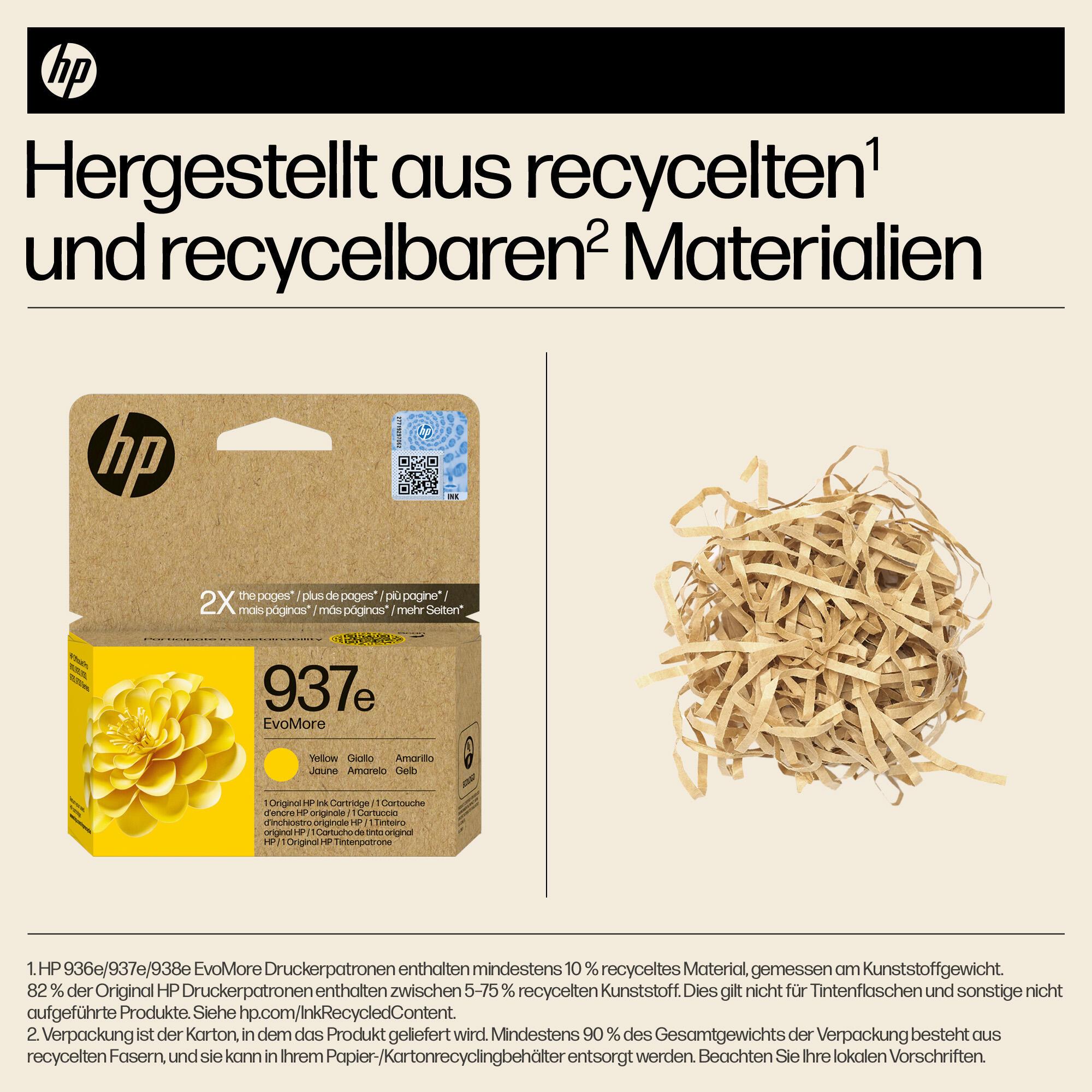 HP Inchiostro 937E / 4S6W8NE Giallo XL
